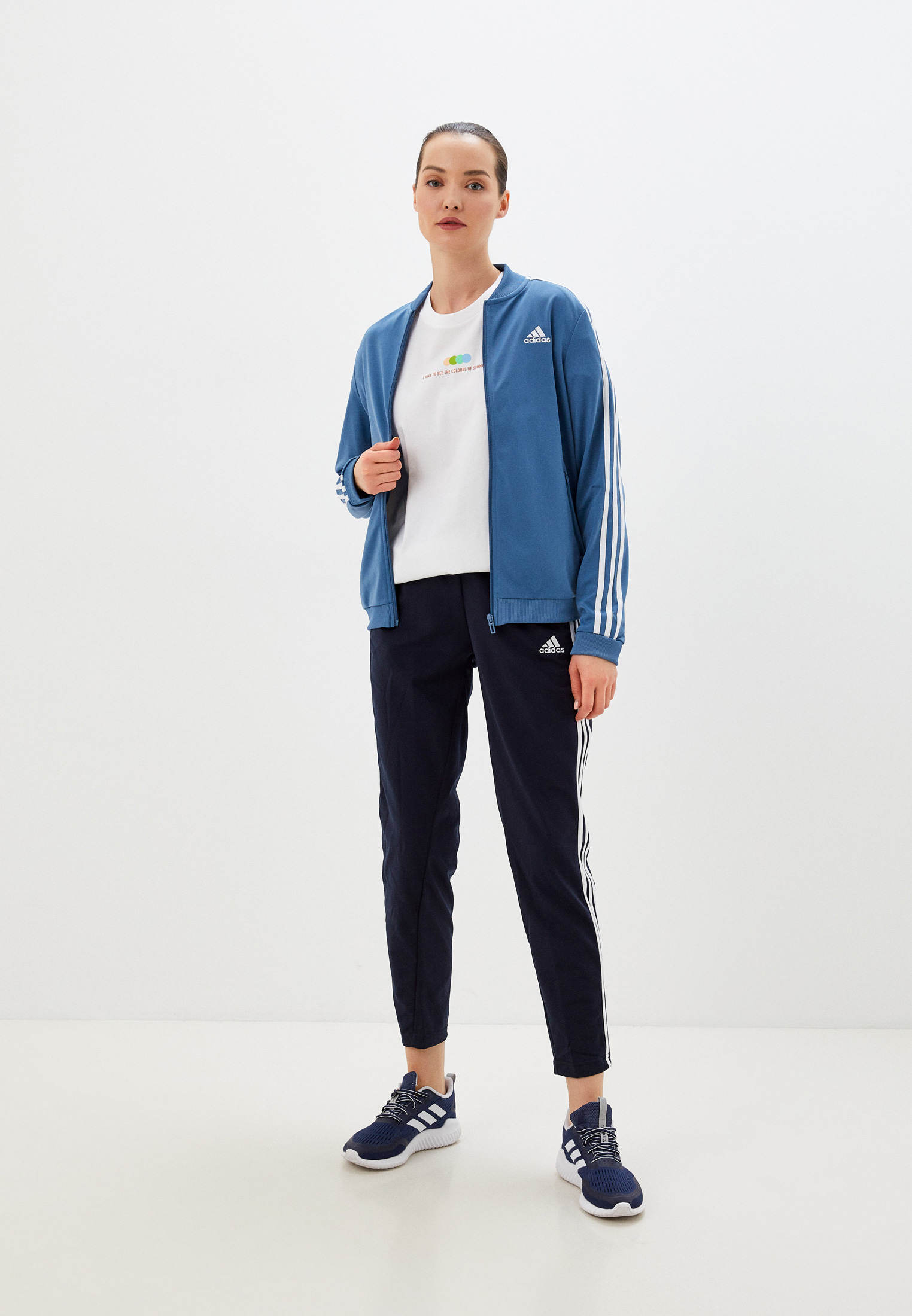 Костюм спортивный adidas W 3S TR TS, цвет: голубой, RTLABH125201 ...