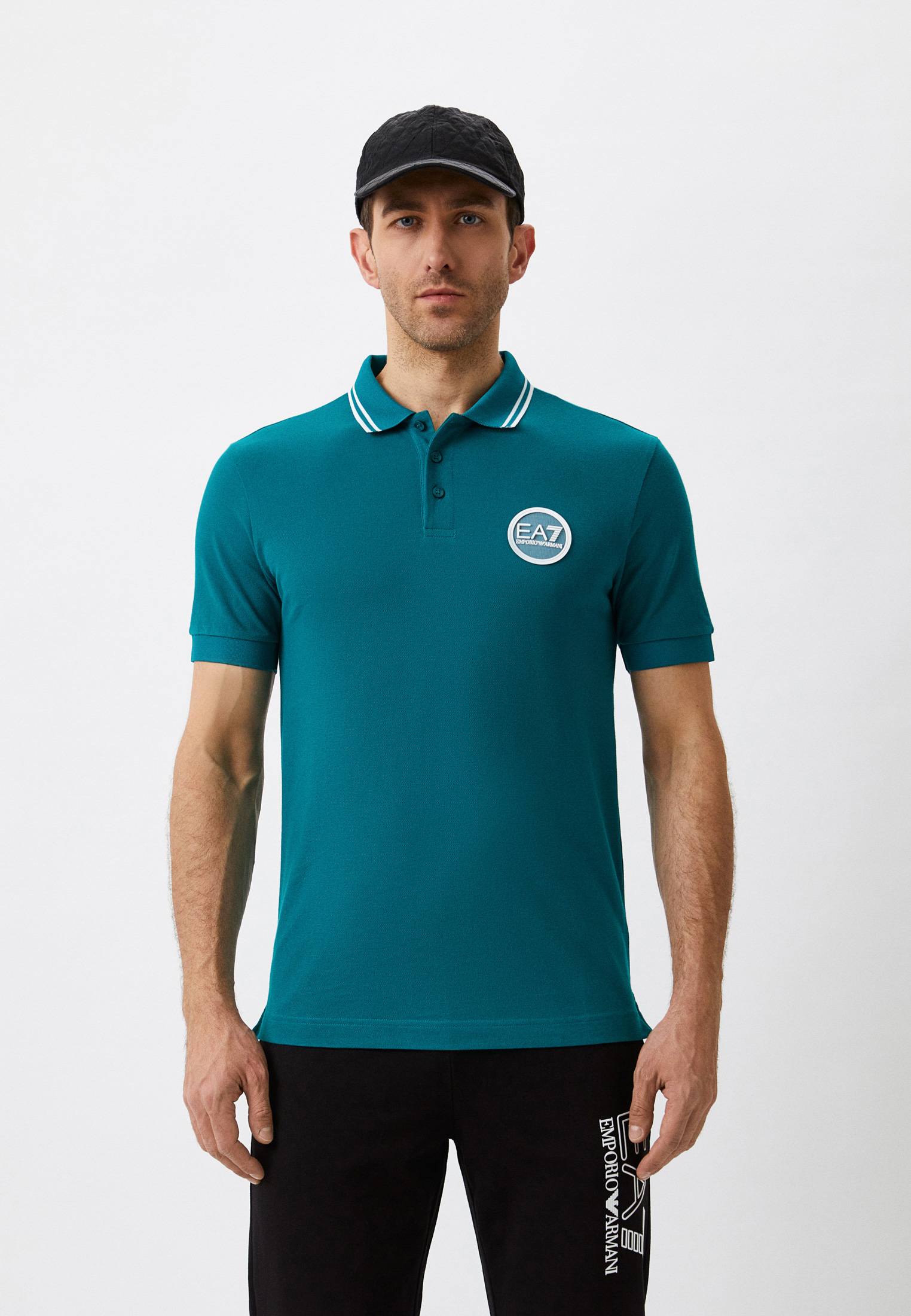 Поло EA7 TENNIS CLUB, цвет бирюзовый, RTLABI098401 — купить в интернет