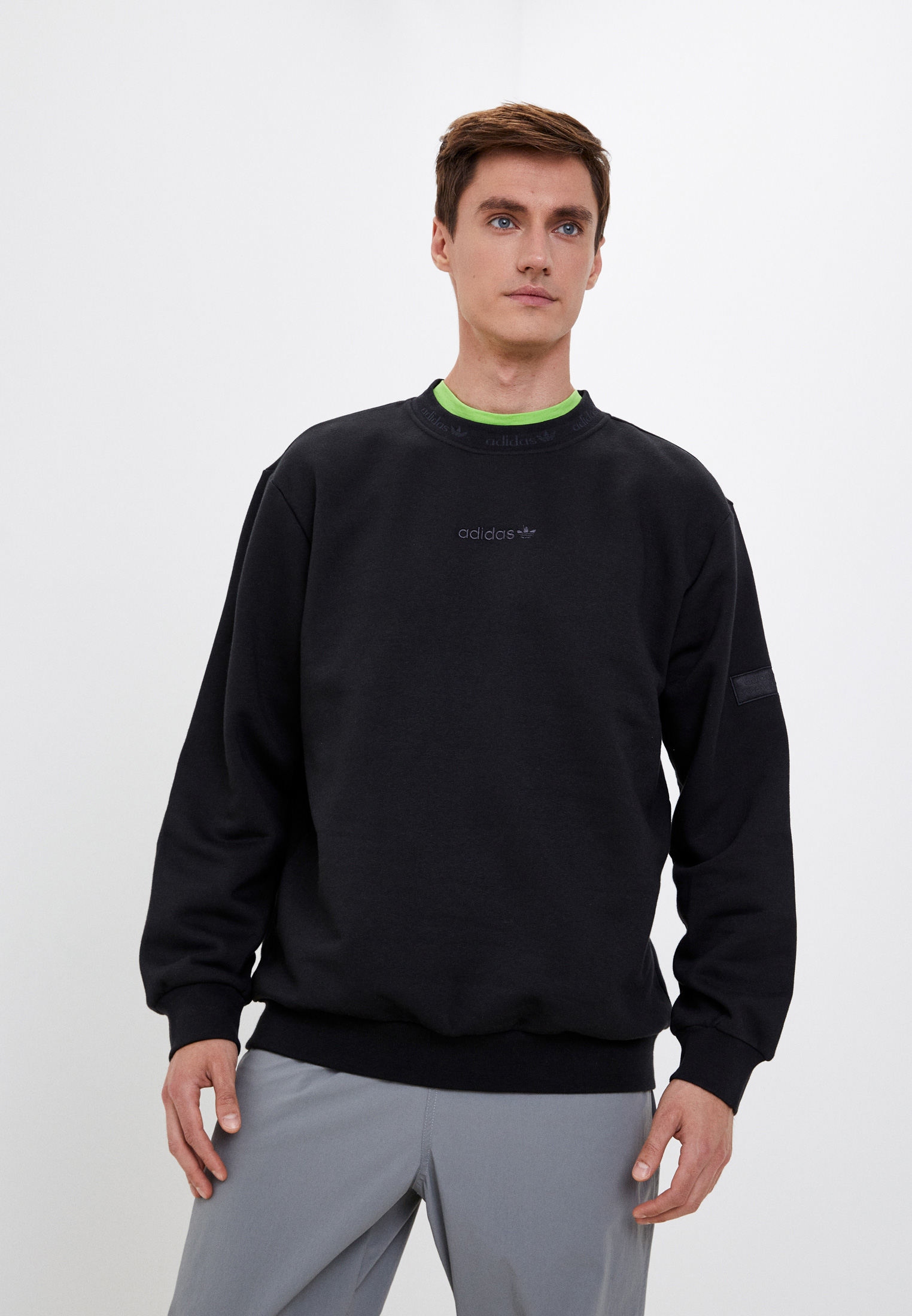 Adidas originals linear crew neck sweatshirt hotsell