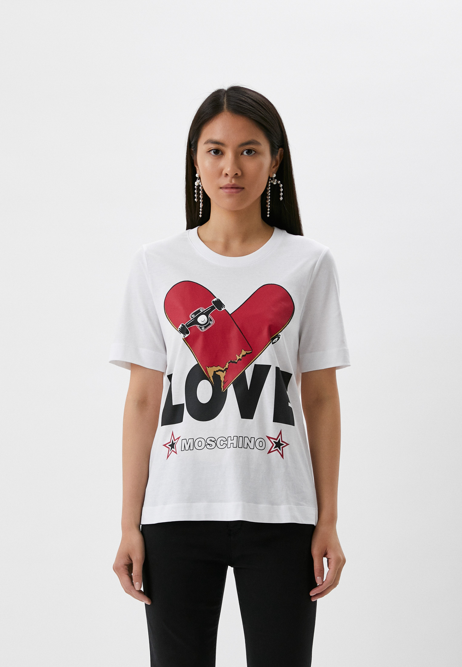 Футболка Love Moschino, цвет: белый, RTLABO921201 — купить в интернет ...