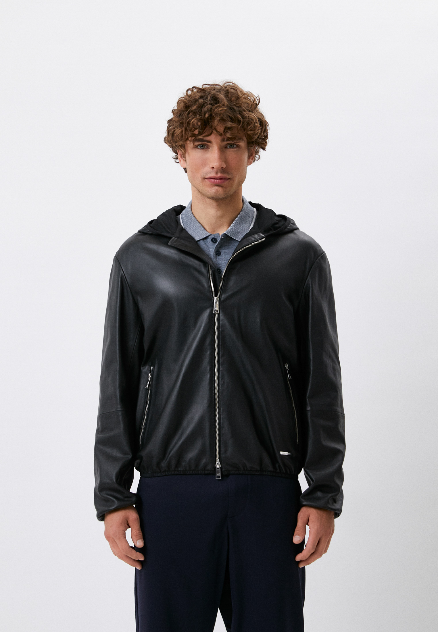 Куртка кожаная Armani Exchange, цвет: черный, RTLABP405001 — купить в ...