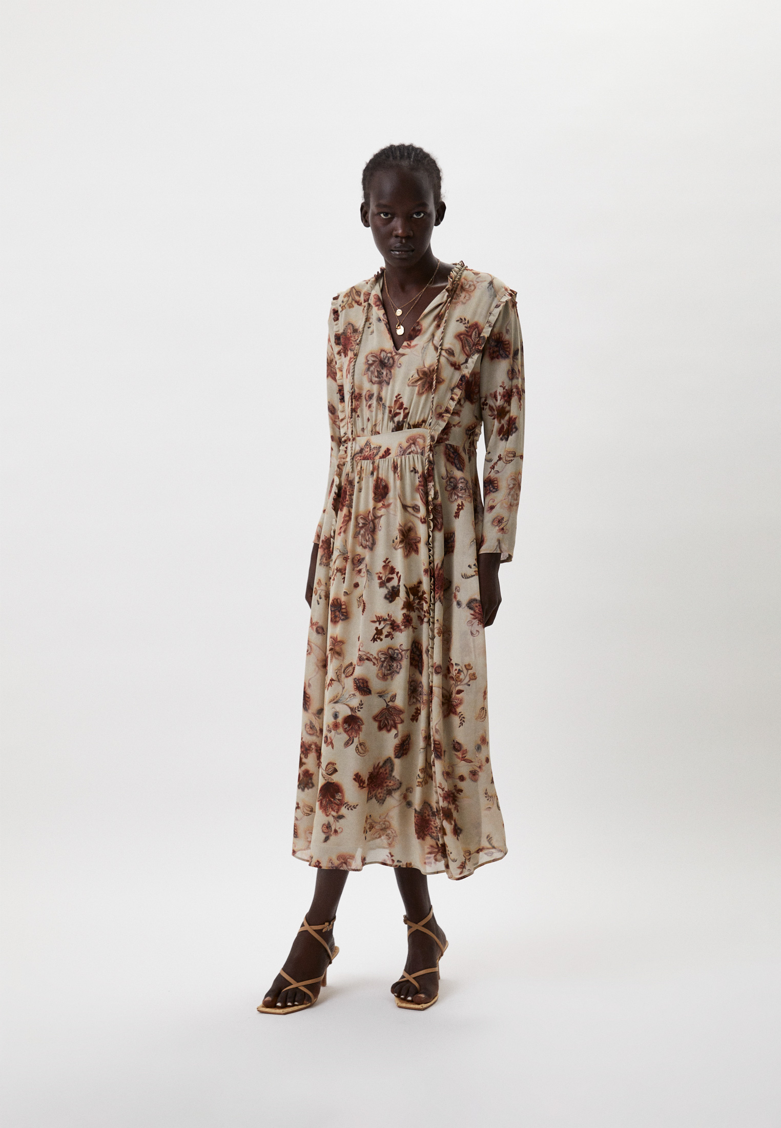Платье Massimo Dutti, цвет: бежевый, RTLABP862901 — купить в интернет ...