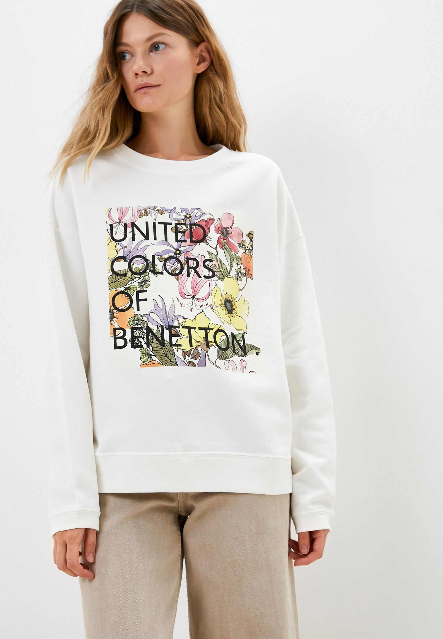 Свитшот United Colors of Benetton, цвет: белый, RTLABW889801 — купить в ...