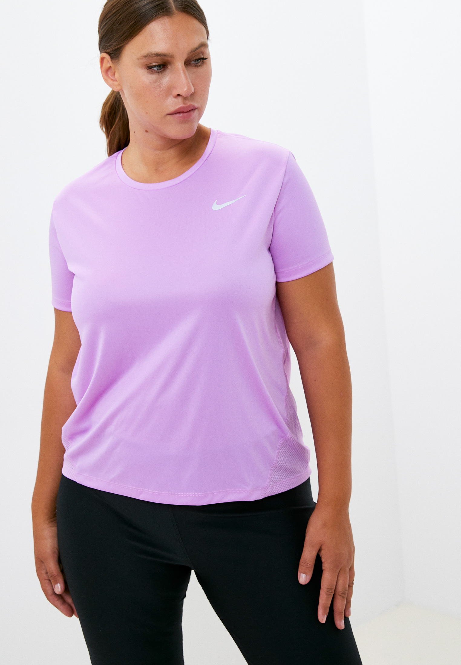 Футболка спортивная Nike W NK MILER TOP SS, цвет: фиолетовый ...