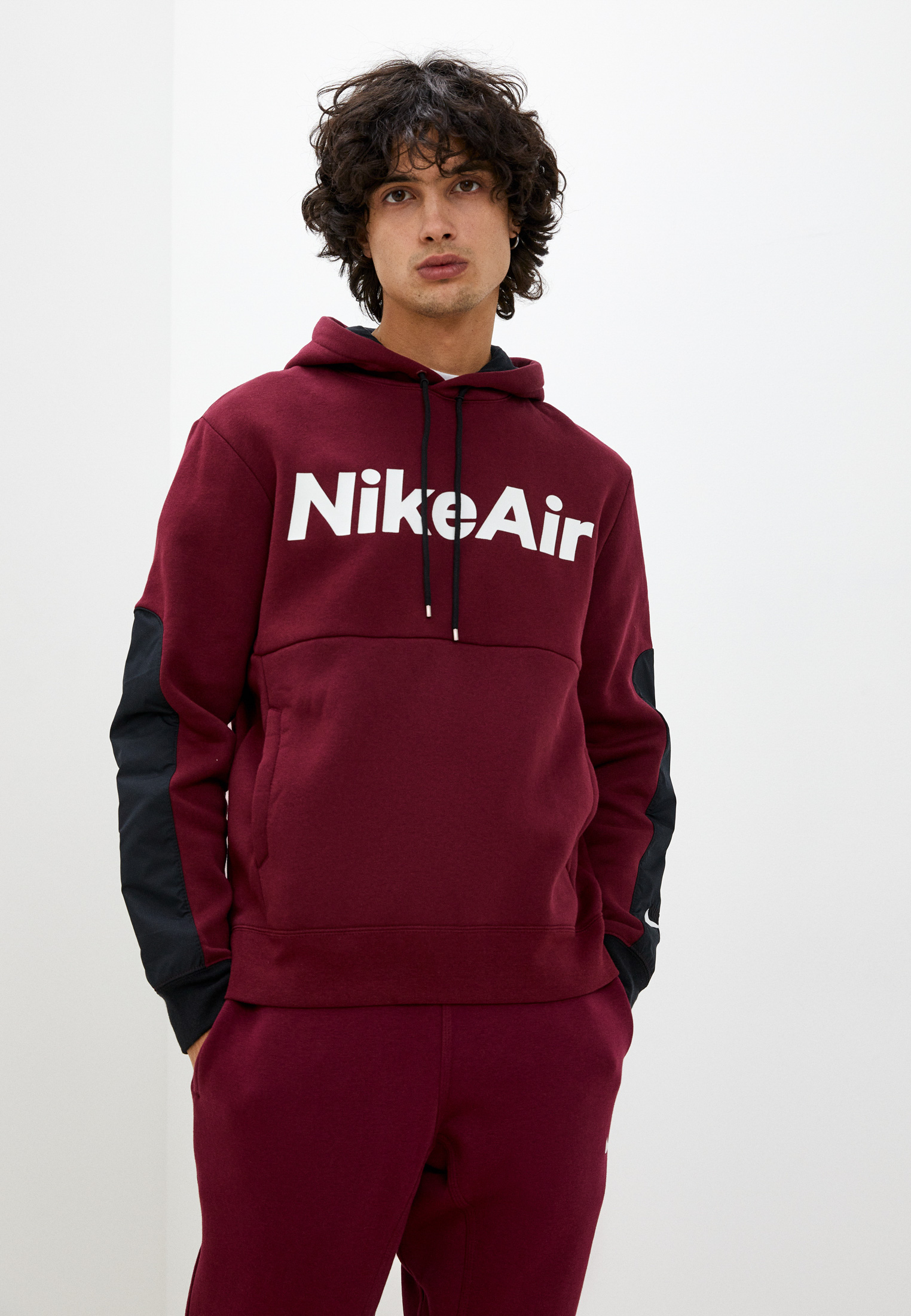 Худи Nike M NSW NIKE AIR HOOD PO FLC NFS, цвет: бордовый, RTLABX783804 ...