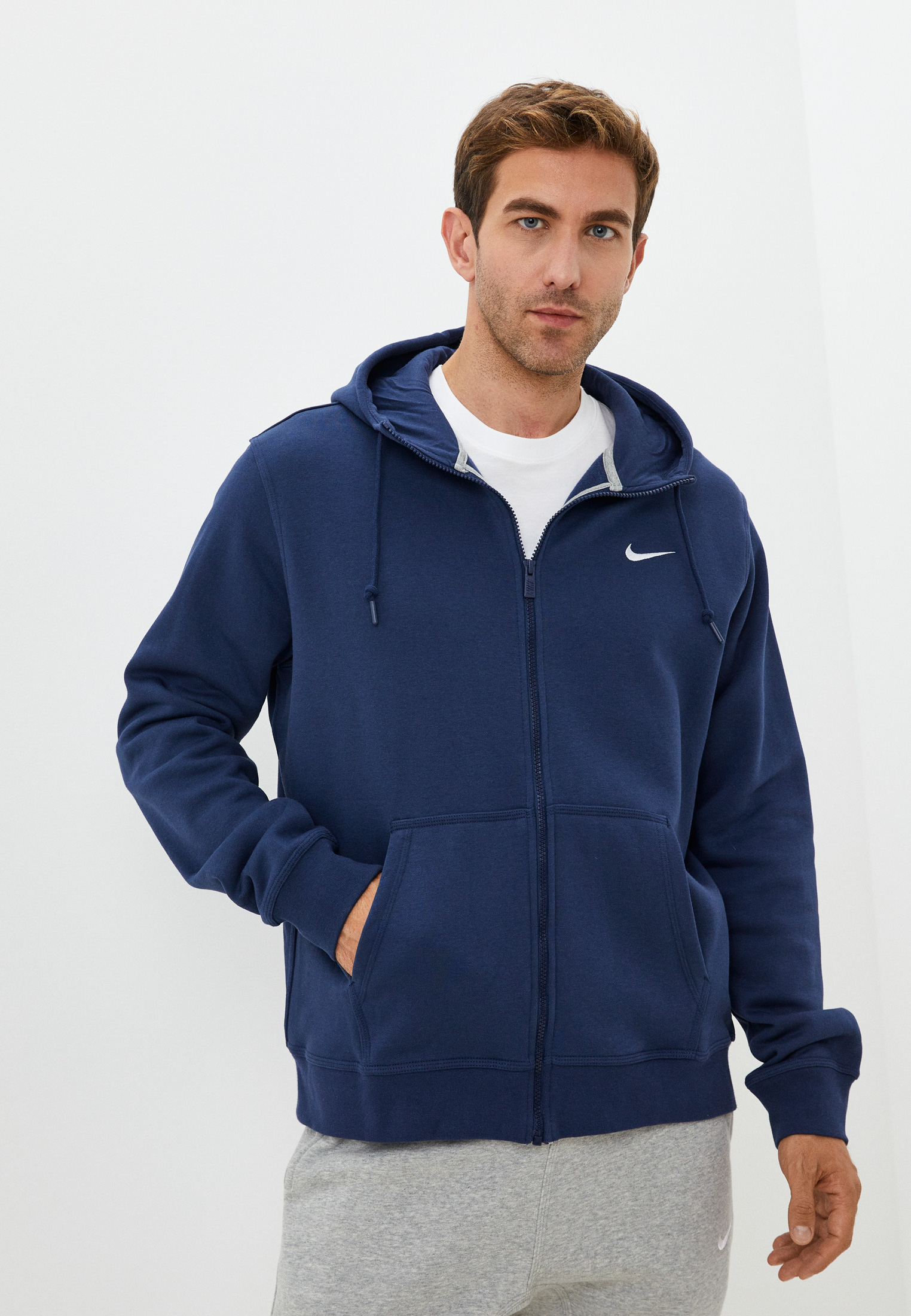 Толстовка Nike NIKE CLUB FZ HOODY SWOOSH-NFS, цвет: синий, RTLABZ283001 ...