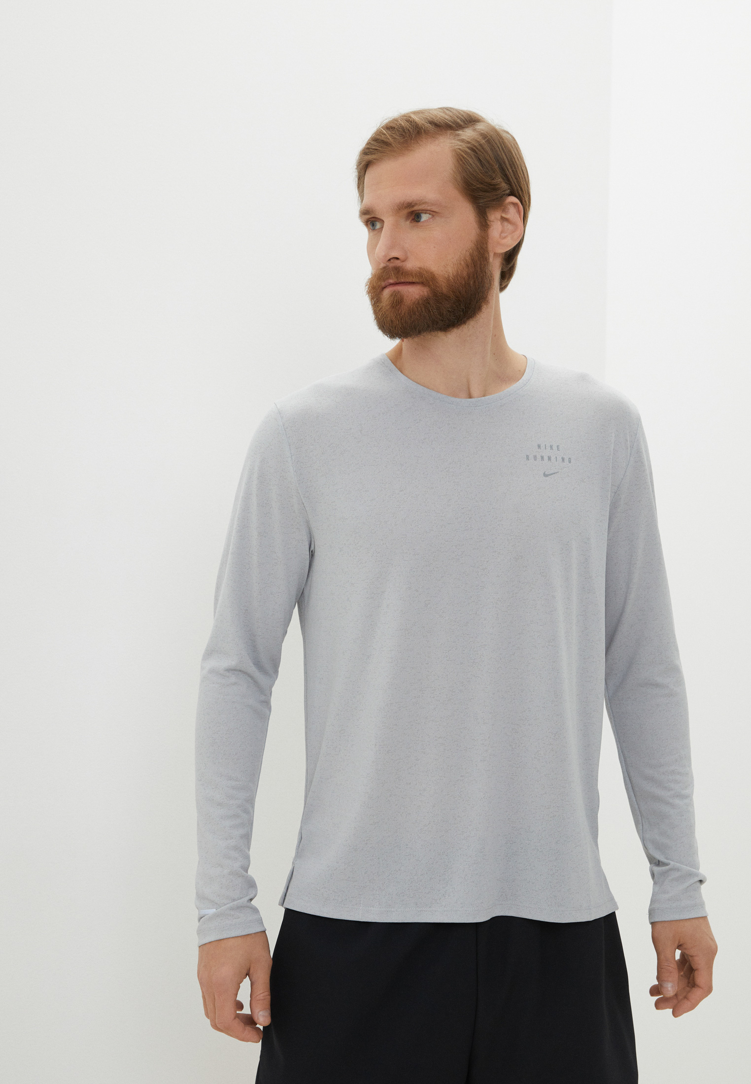 Лонгслив спортивный Nike M NK RUN DV MILER LS GX FL NFS, цвет: серый ...
