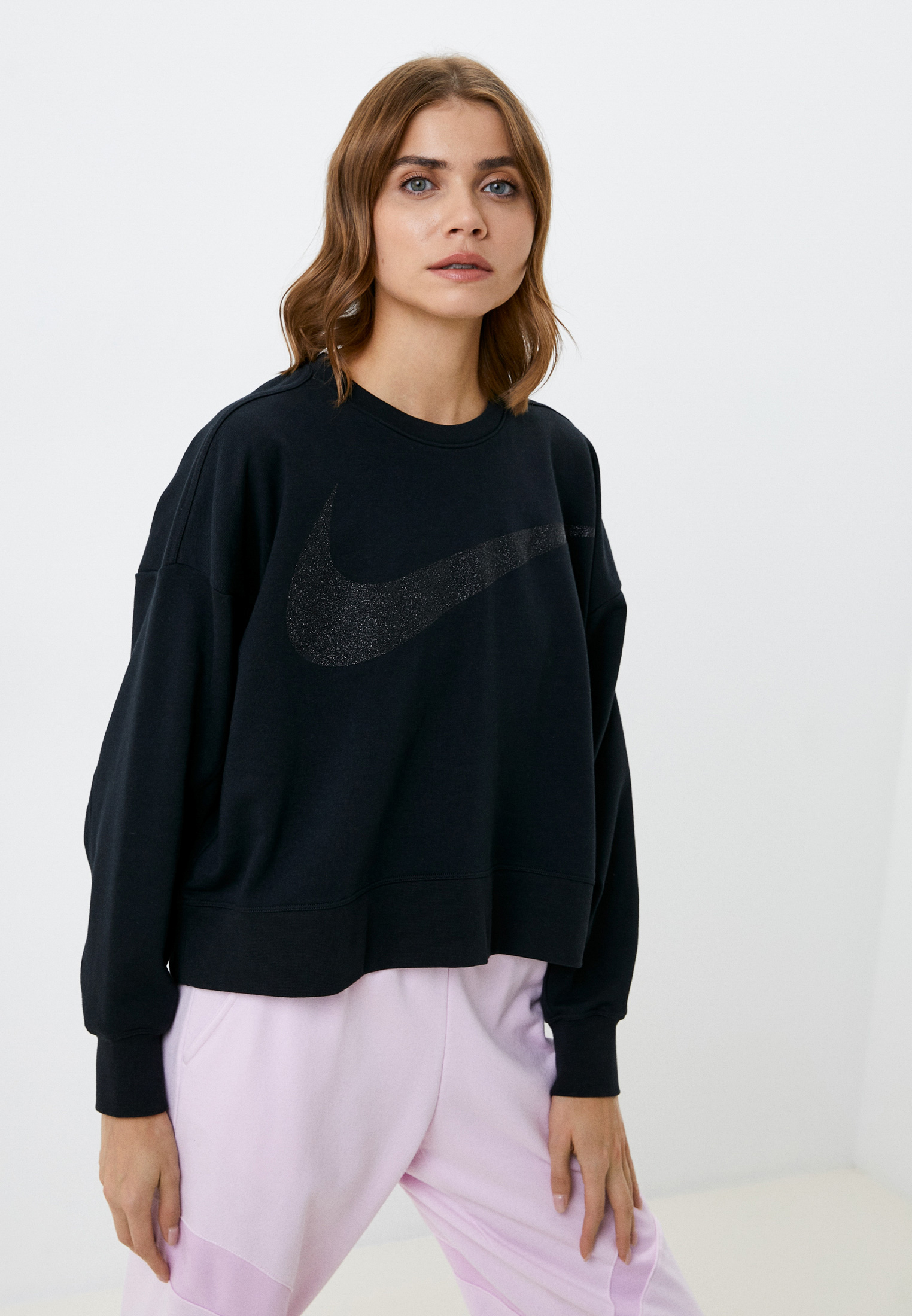 Свитшот Nike W NK DY GET FIT FC C PP1 SPRKL, цвет: черный, RTLACA394701 ...