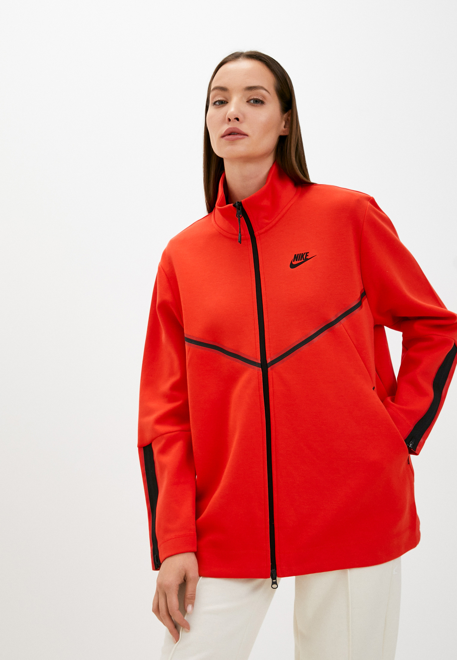 Олимпийка Nike W NSW TCH FLC LONG FZ, цвет: красный, RTLACA397901 ...