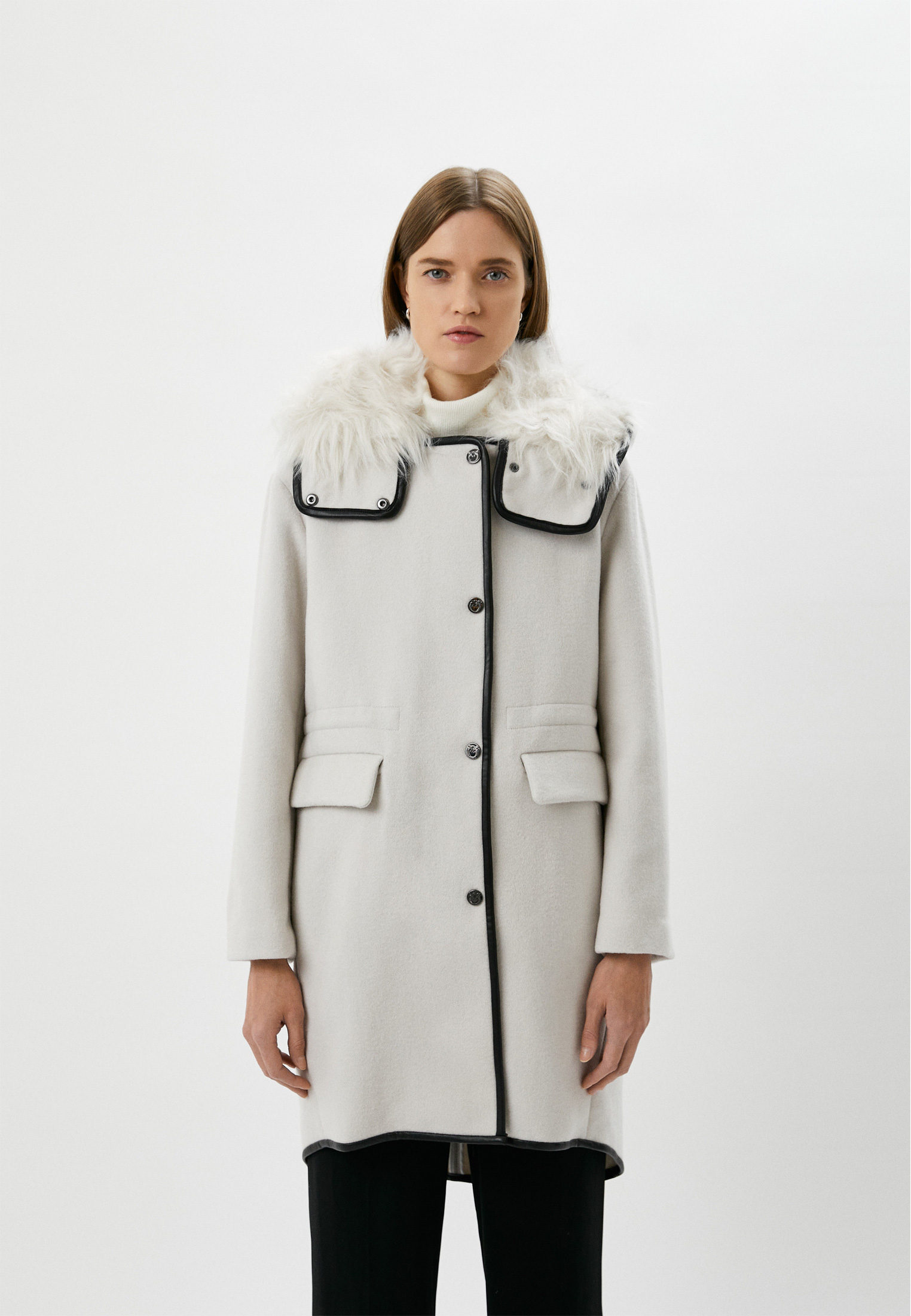 Пальто Pinko, цвет: серый, RTLACA732701 — купить в интернет-магазине Lamoda