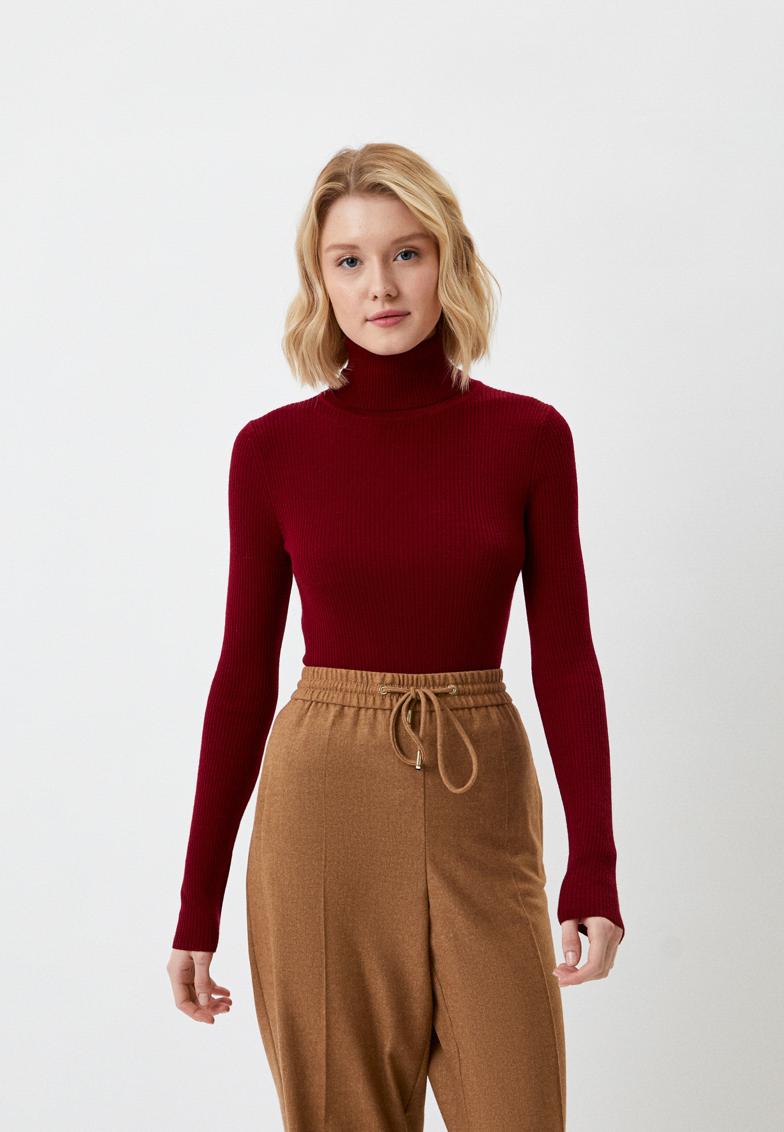 Водолазка UNIQLO из экстратонкой мериносовой шерсти, цвет: бордовый ...