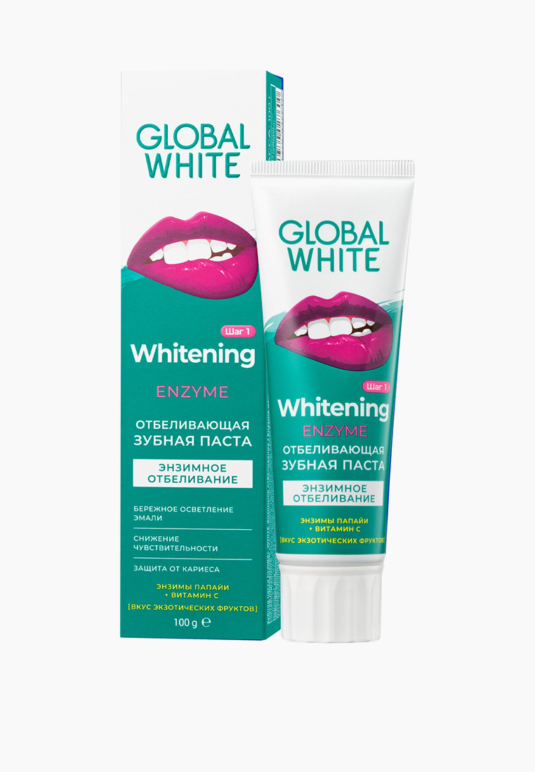 Зубная паста Global White с энзимным отбеливанием, цвет: прозрачный ...