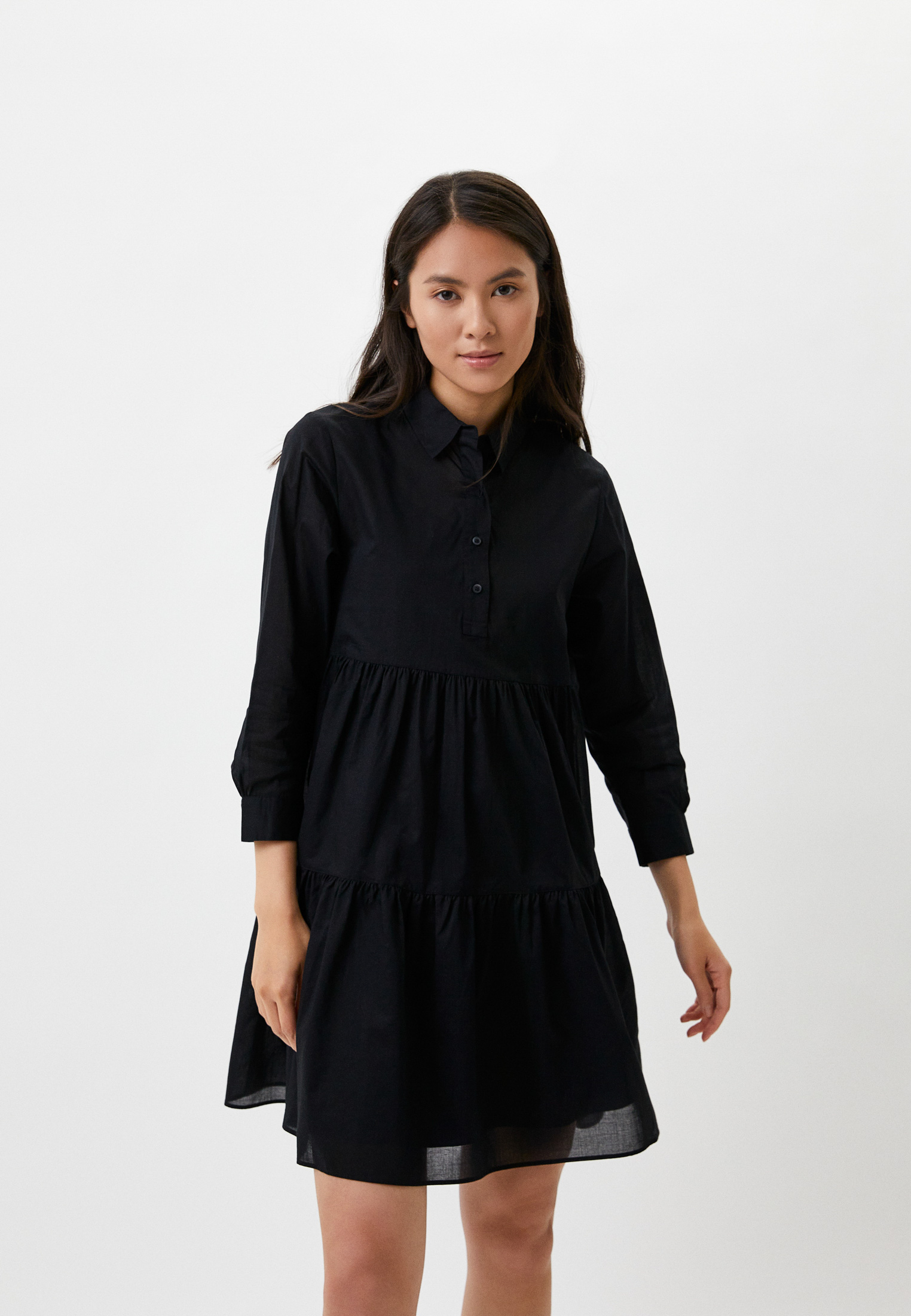 Платье UNIQLO из хлопка, цвет: черный, RTLACC797401 — купить в интернет ...