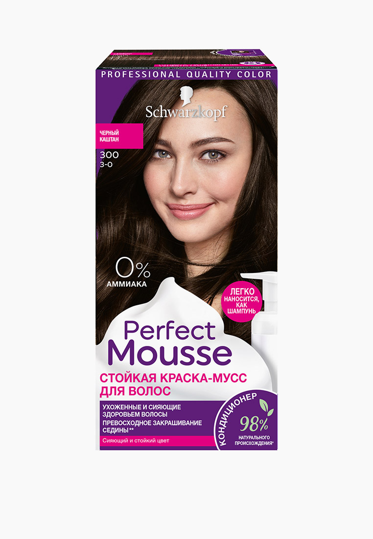 Краска для волос Perfect Mousse 300 Черный Каштан, 92.5 мл, цвет ...