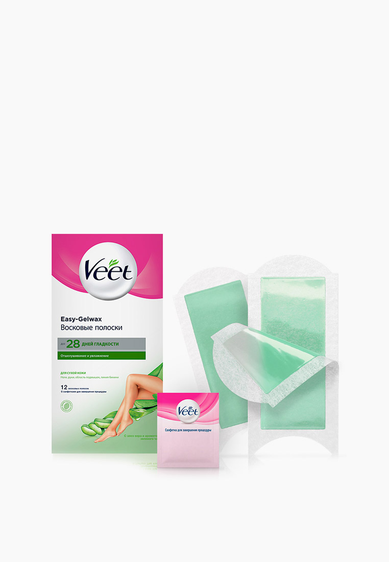Полоски для депиляции Veet восковые, для сухой кожи, цвет: прозрачный ...