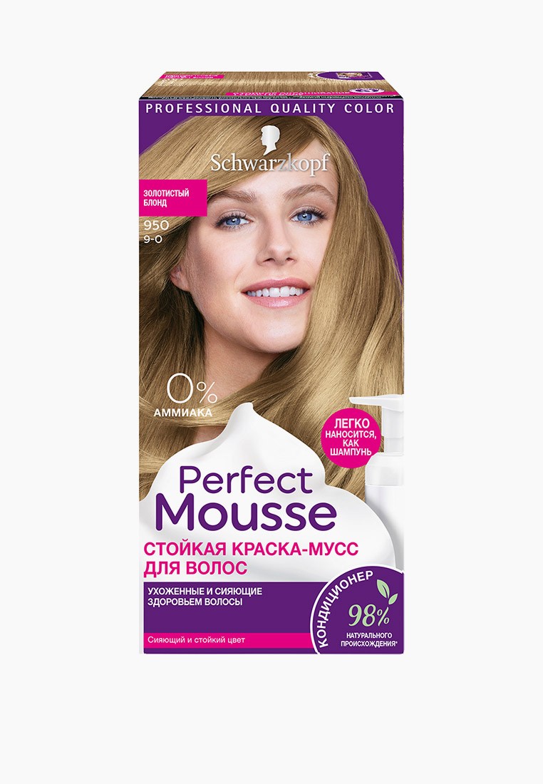 Краска для волос Perfect Mousse 950 - Золотисто-Русый, 92.5 мл, цвет ...