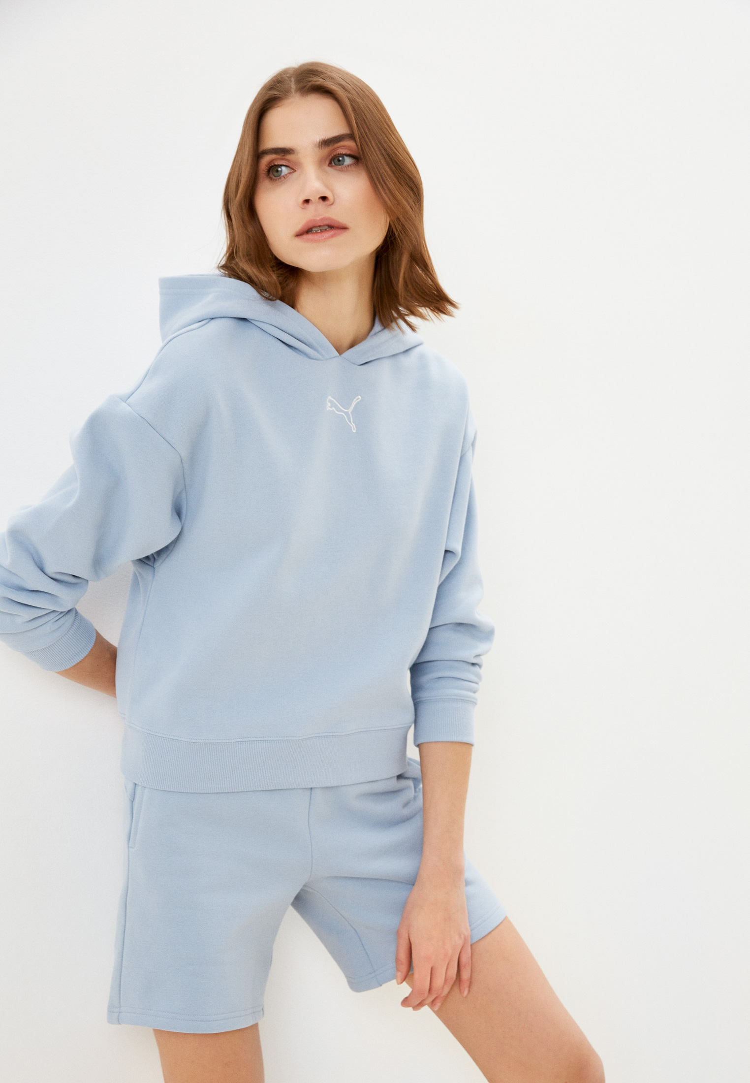 Костюм спортивный PUMA Loungewear 7" Shorts Suit FL, цвет: голубой ...