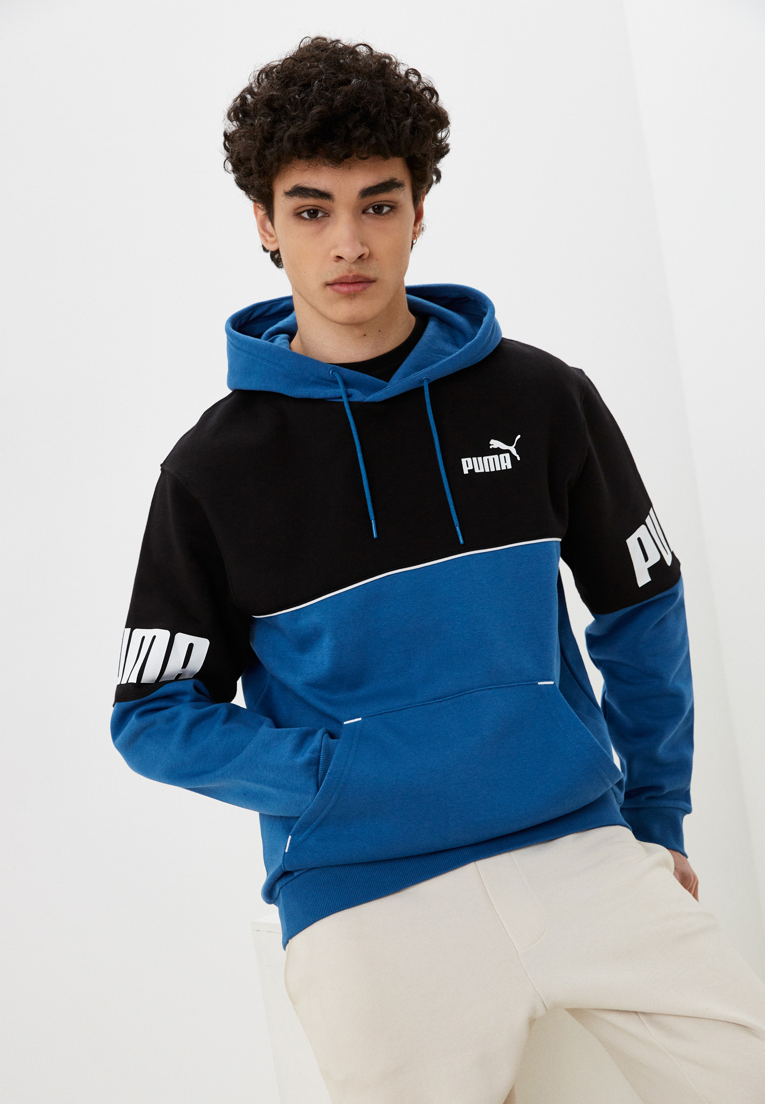 Худи PUMA Puma Power Colorblock Hoodie FL, цвет: синий, RTLACE394201 ...