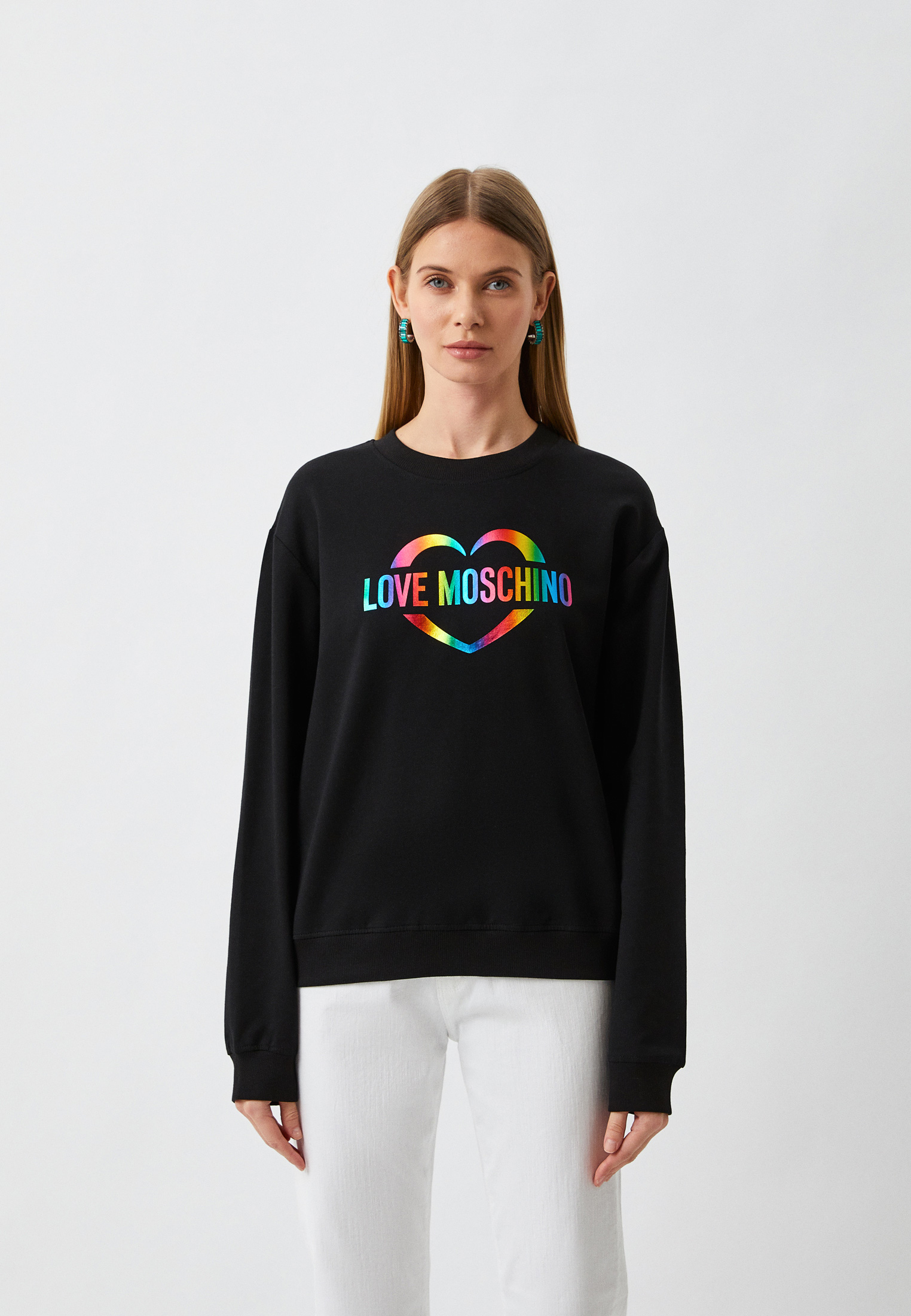 Свитшот Love Moschino, цвет: черный, RTLACE900102 — купить в интернет ...