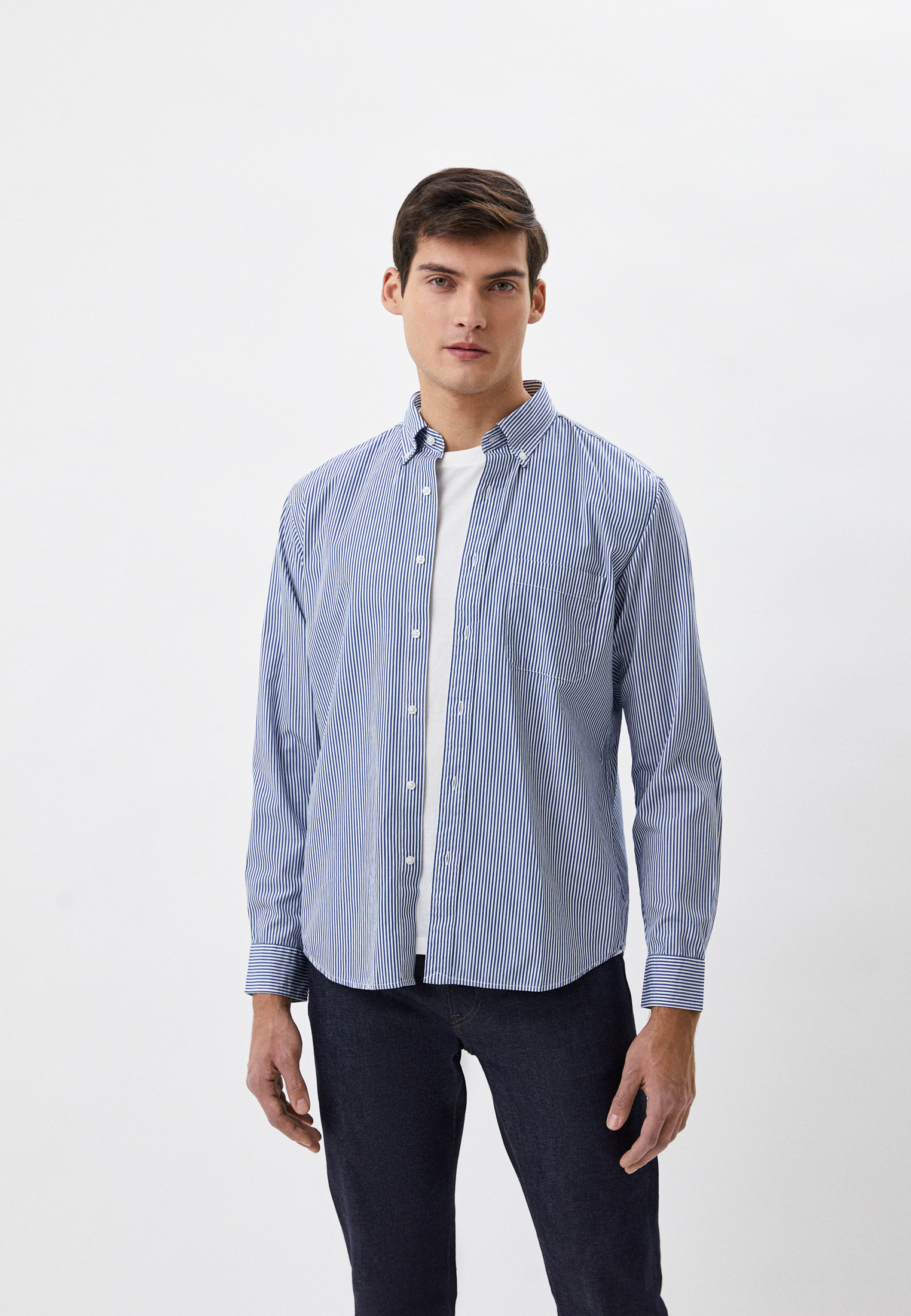 Рубашка UNIQLO из экстратонкого хлопка, цвет: синий, RTLACF556701 ...