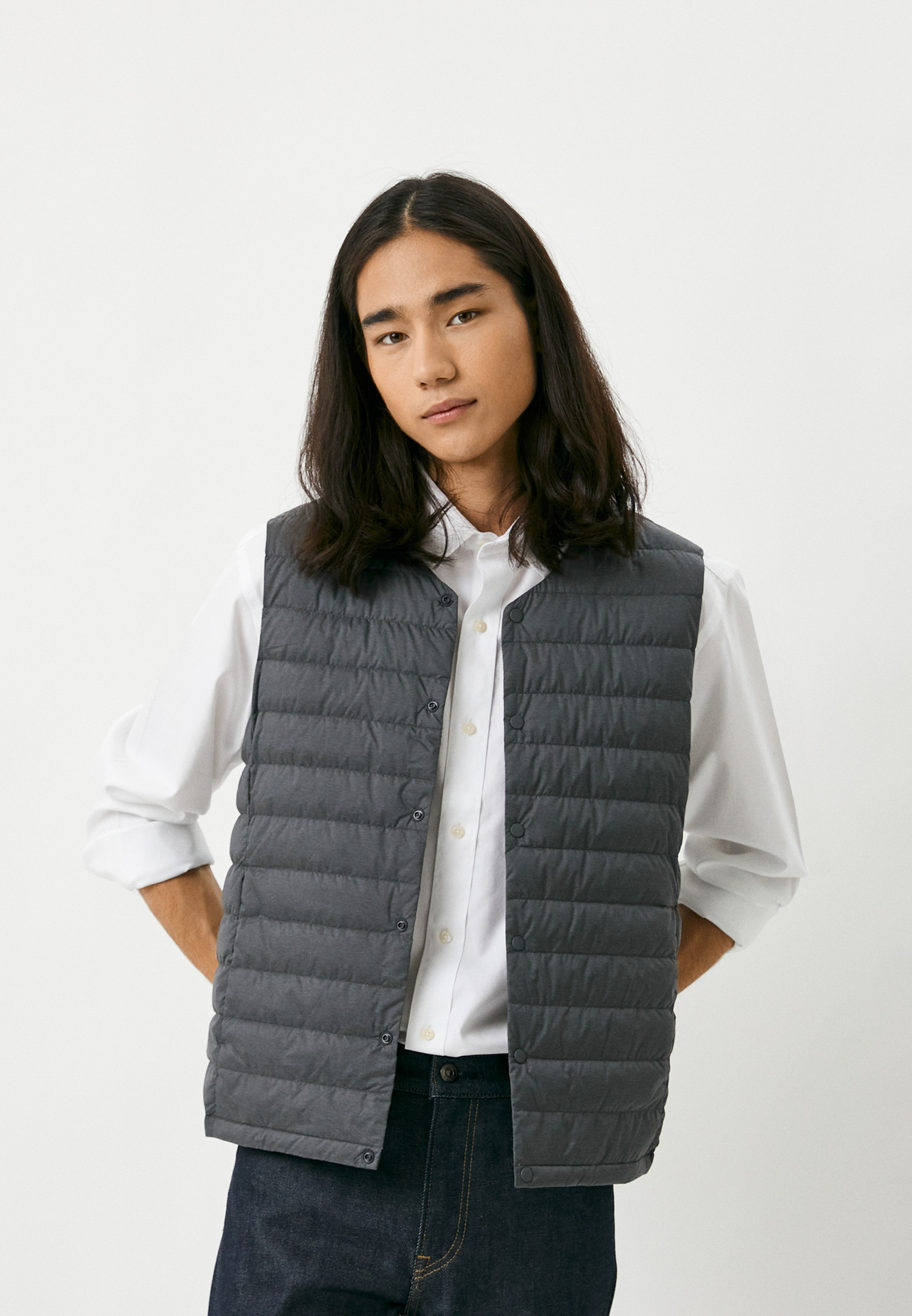 Жилет утепленный UNIQLO пуховый ультралегкий компактный, цвет: серый ...
