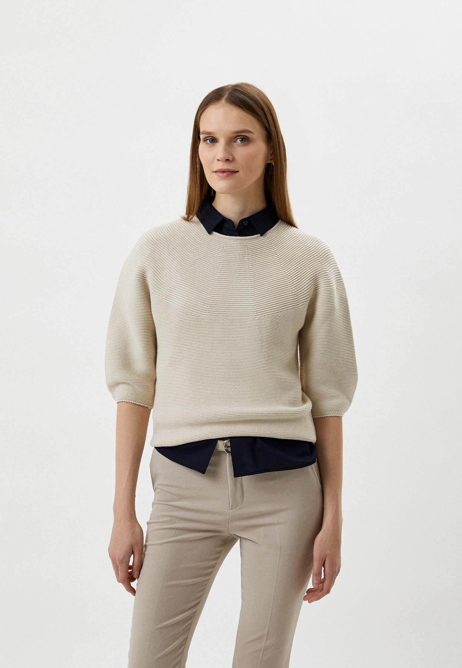Джемпер UNIQLO из хлопка, 3D-вязка, цвет: бежевый, RTLACG433801 ...