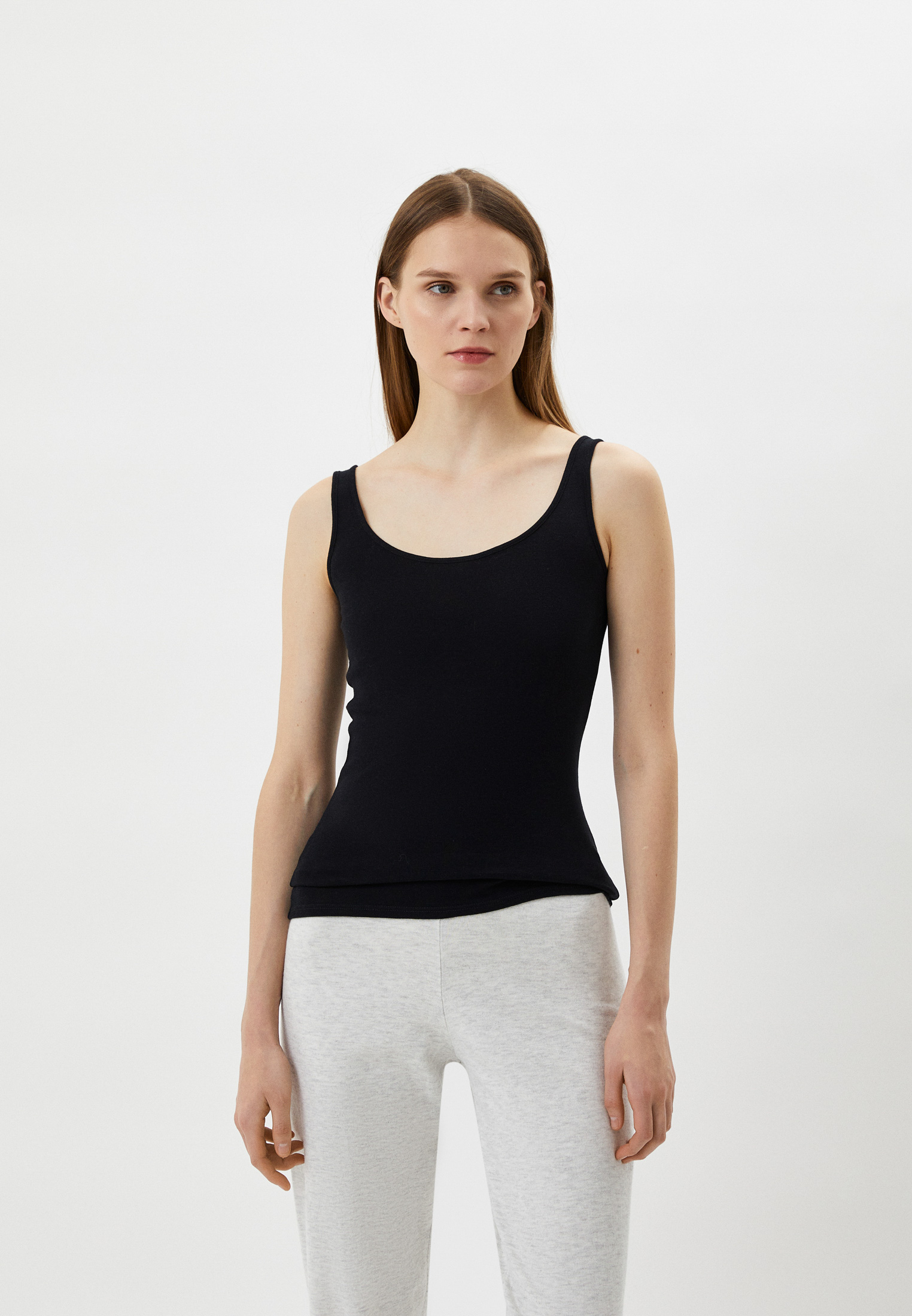 Майка UNIQLO из хлопка, цвет: черный, RTLACG460101 — купить в интернет ...