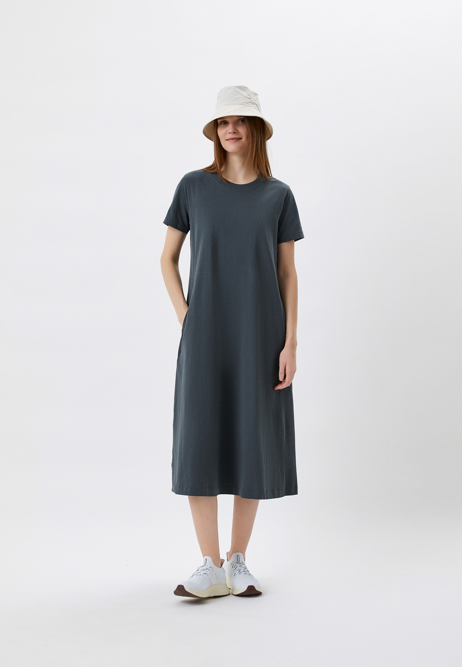 Платье UNIQLO AIRism c хлопком Uniqlo U, цвет: зеленый, RTLACG498501 ...
