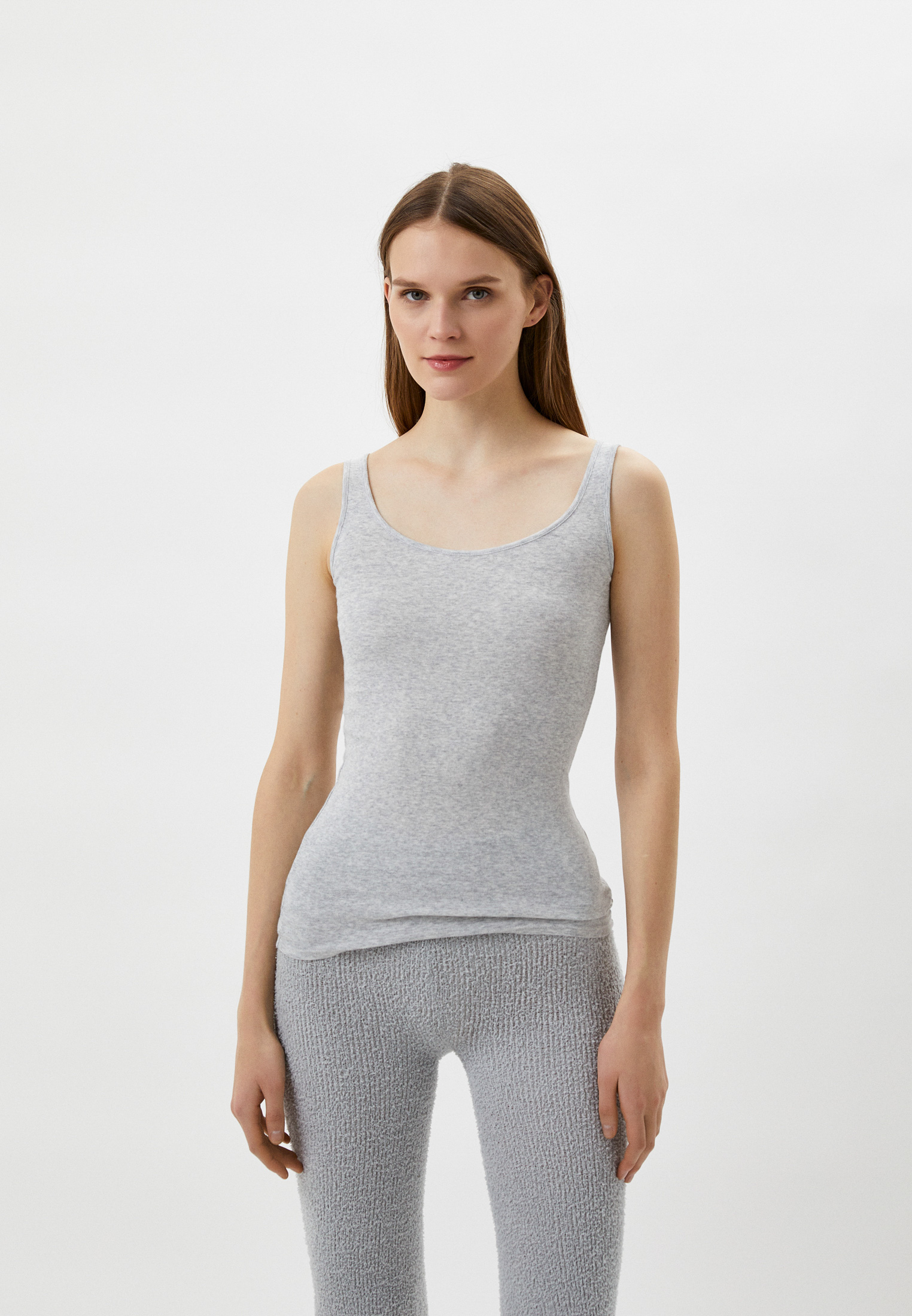 Майка UNIQLO из хлопка, цвет: серый, RTLACG572501 — купить в интернет ...