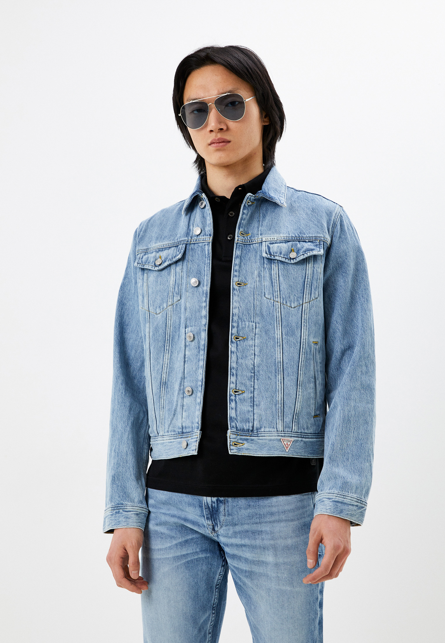 Куртка джинсовая Guess, цвет: голубой, RTLACI809701 — купить в интернет ...