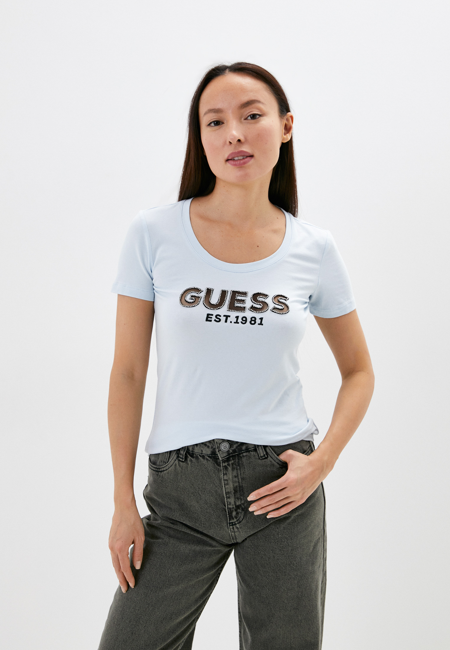 Футболка Guess, цвет: голубой, RTLACI816501 — купить в интернет ...