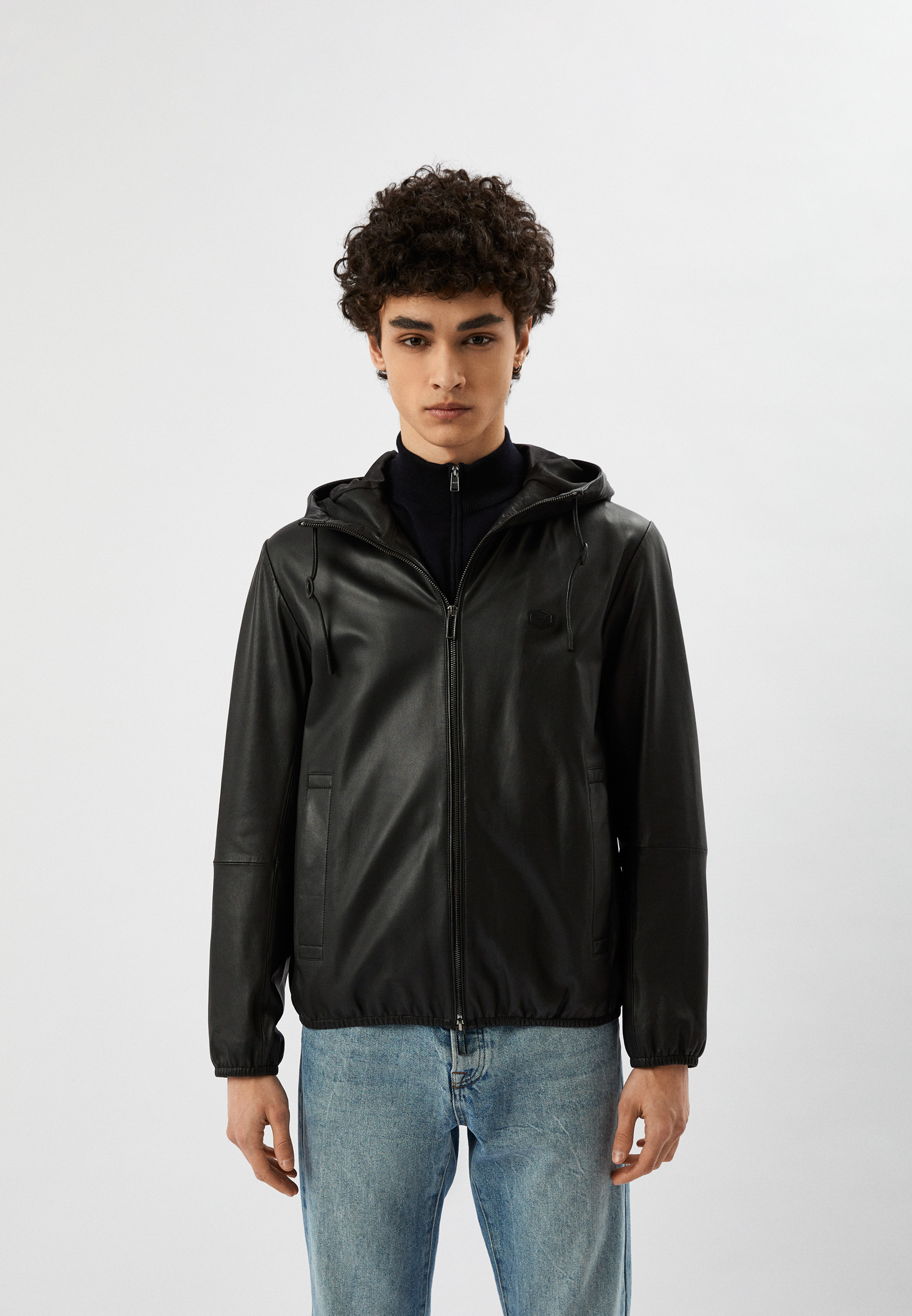 Куртка кожаная Emporio Armani, цвет: черный, RTLACJ624401 — купить в ...