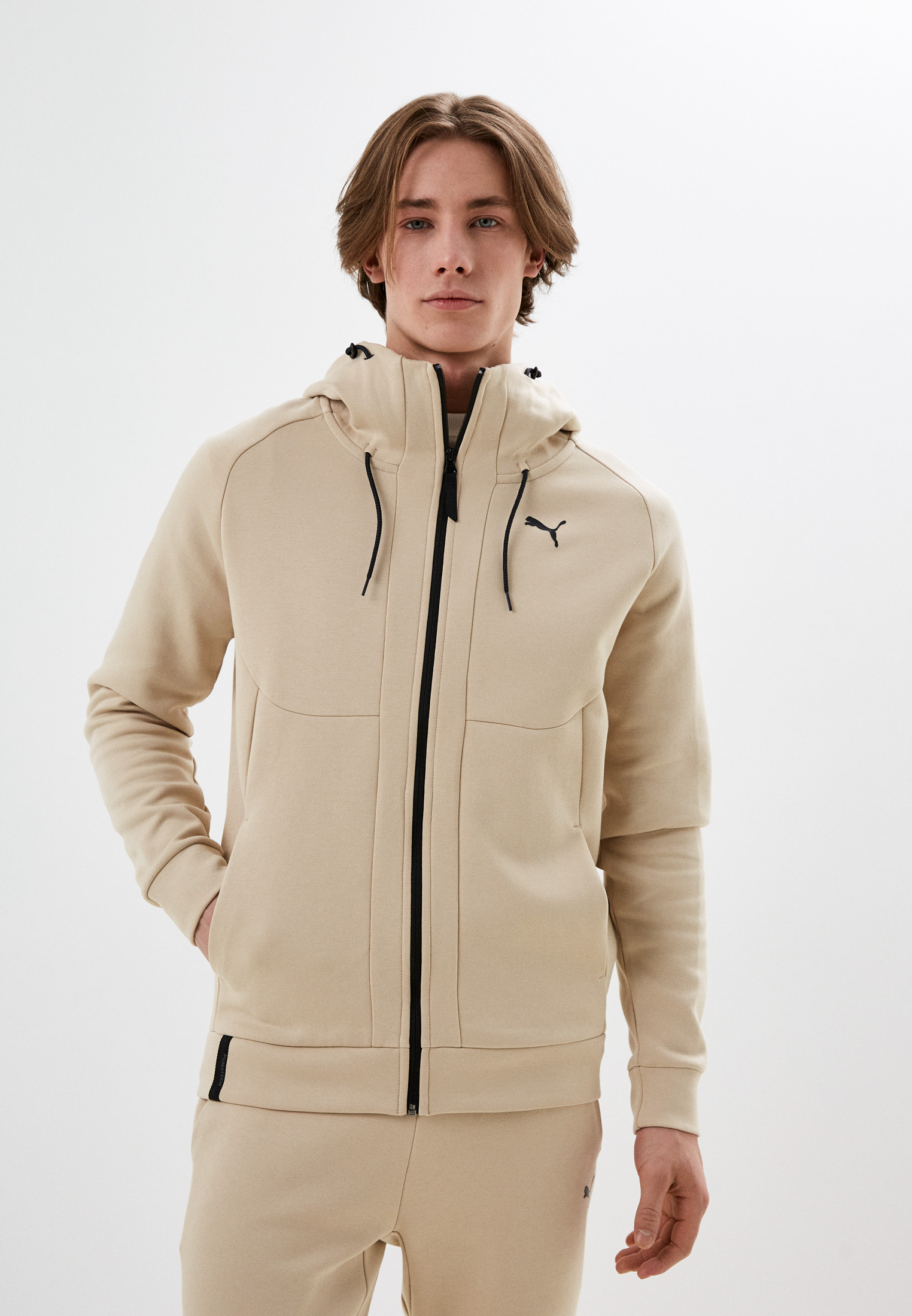 Толстовка PUMA PUMATECH Full-Zip Hoodie DK Granola, цвет: бежевый ...