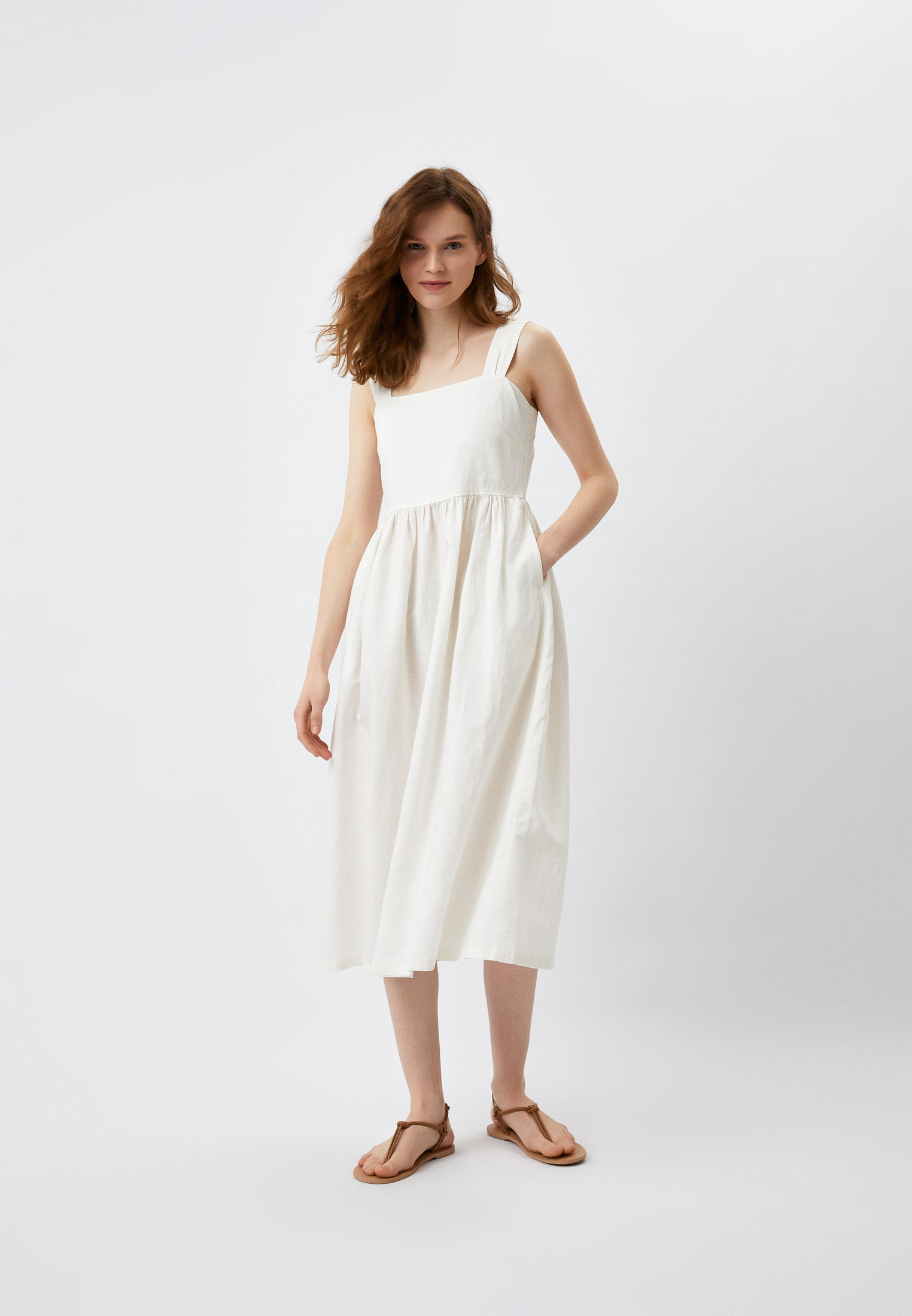 Сарафан UNIQLO из смесового льна, цвет: бежевый, RTLACK355601 — купить ...