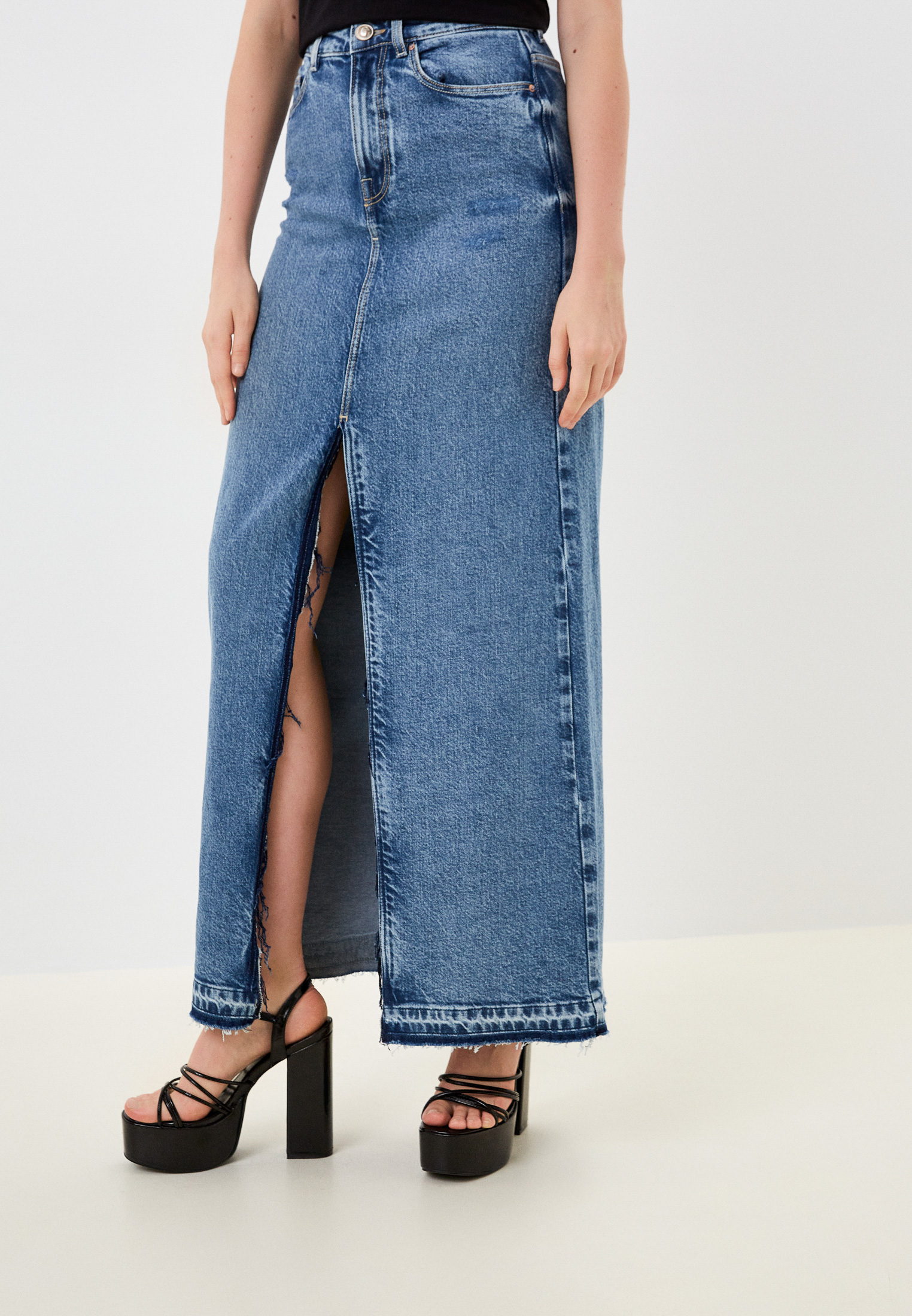 Юбка джинсовая Guess, цвет: голубой, RTLACK455101 — купить в интернет ...