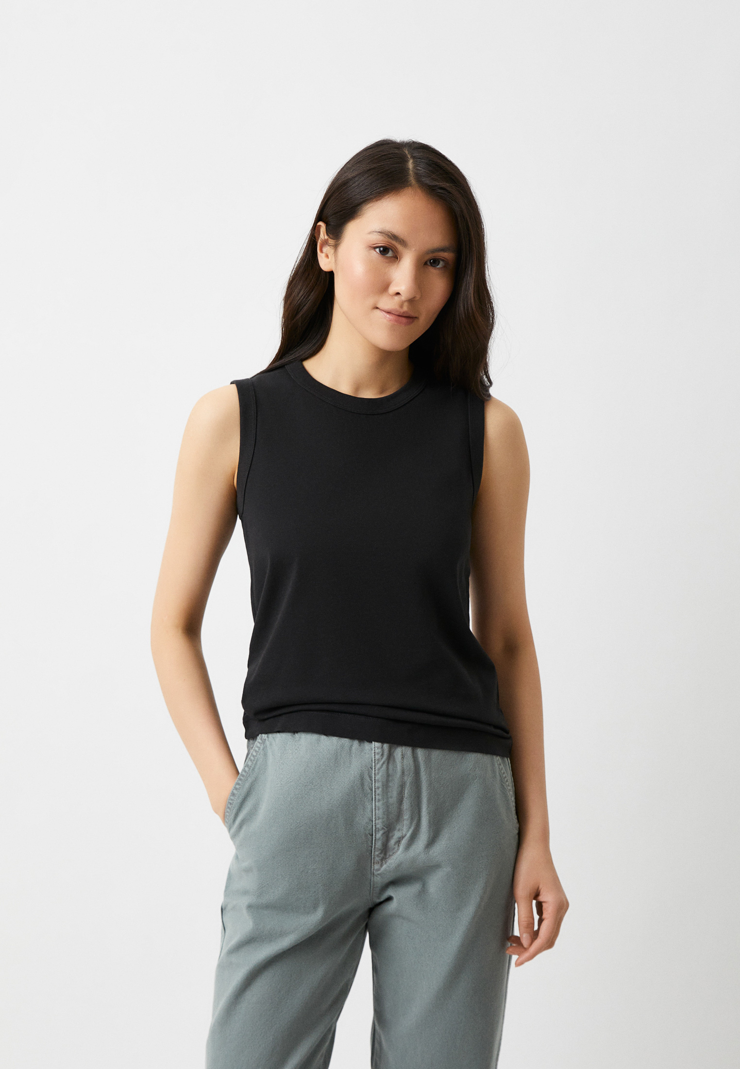 Майка UNIQLO AIRism c хлопком Uniqlo U, цвет: черный, RTLACK758801 ...