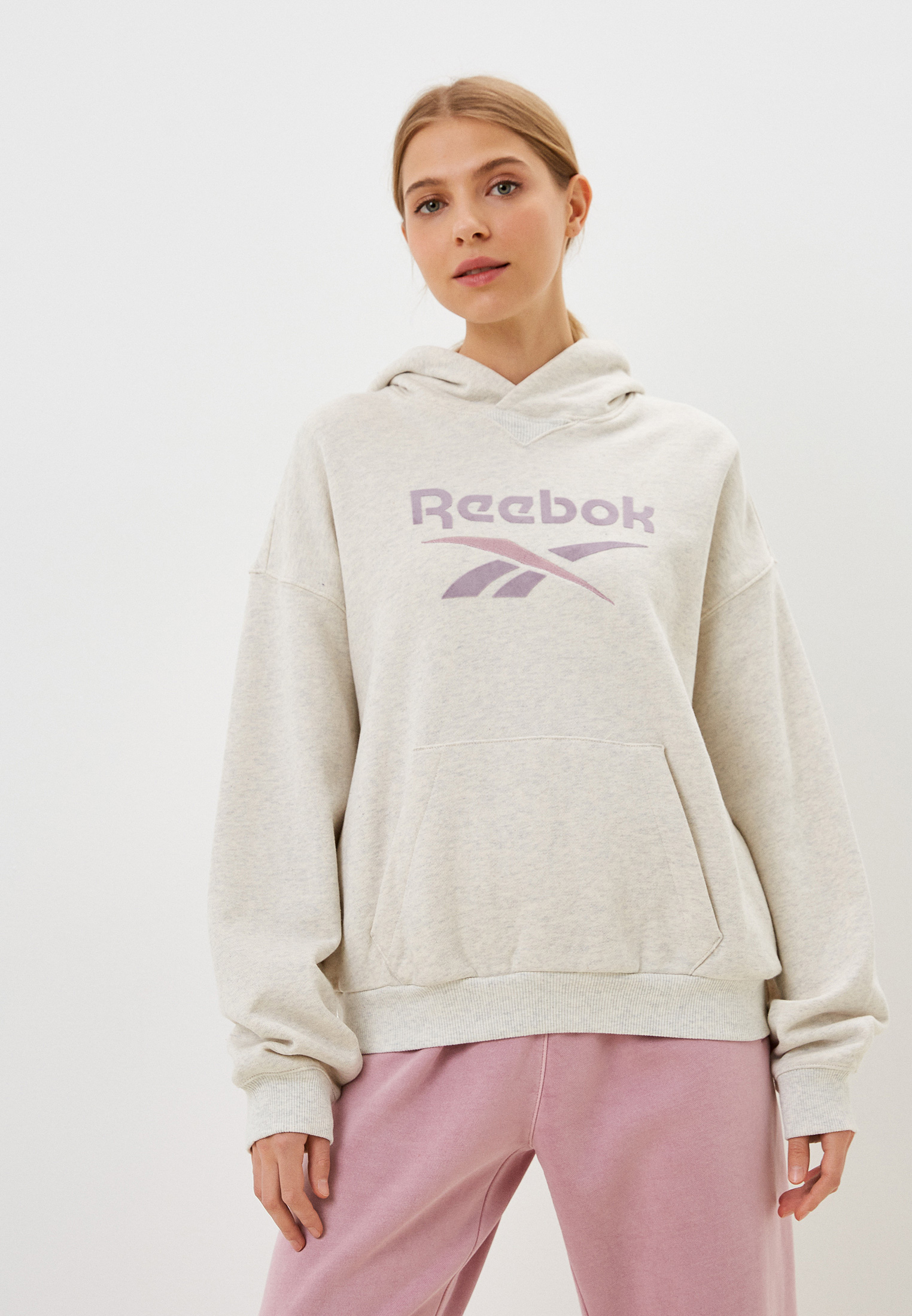 Худи Reebok CL AE BIG LOGO FT HOODIE, цвет: серый, RTLACL867901 — купить в  интернет-магазине Lamoda