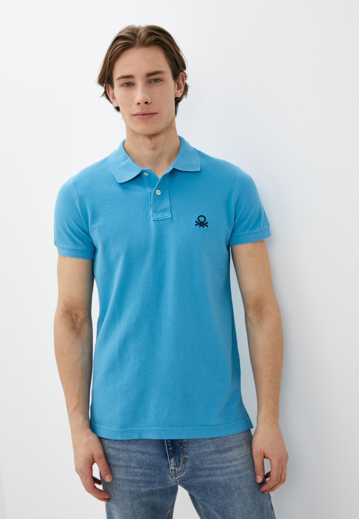Поло United Colors of Benetton, цвет: голубой, RTLACL989201 — купить в ...