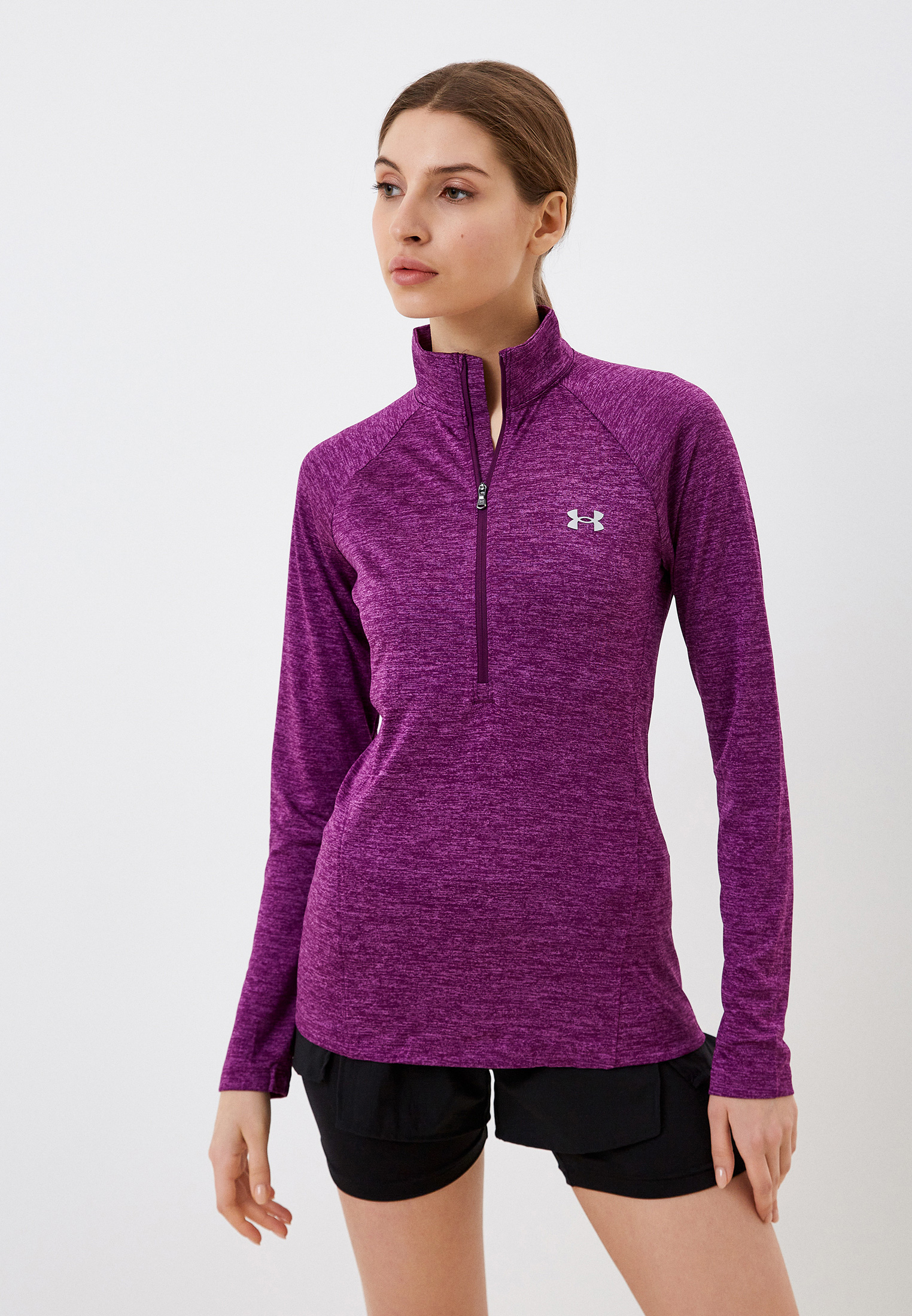 Лонгслив спортивный Under Armour TECH 1/2 ZIP - TWIST, цвет: фиолетовый ...