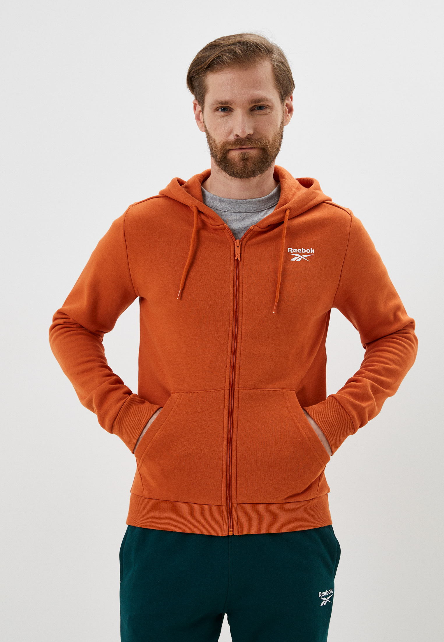 Толстовка Reebok RI LEFT CHEST LOGO FZ, цвет: оранжевый, RTLACO856001 ...