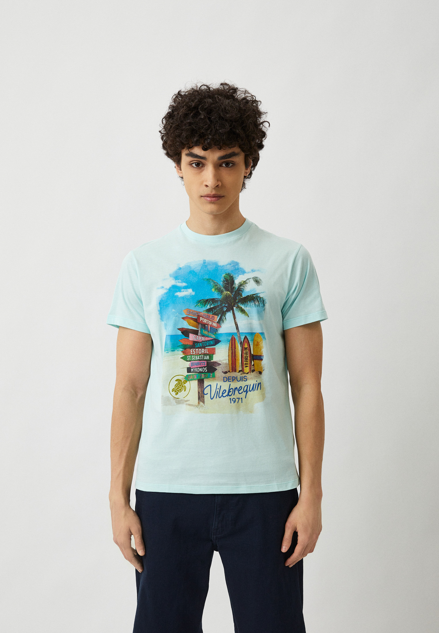 Футболка Vilebrequin, цвет: бирюзовый, RTLACO865701 — купить в интернет ...