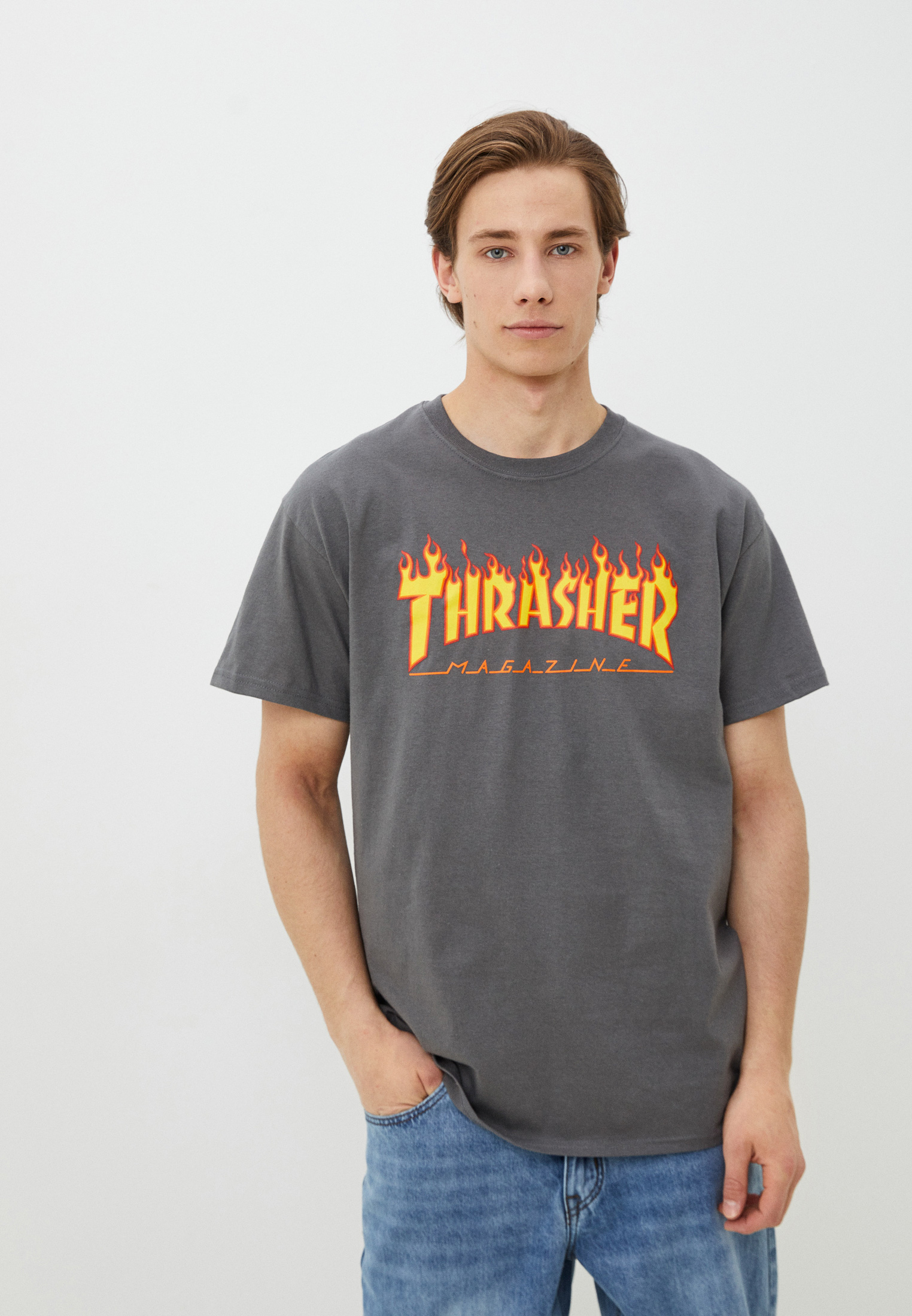 Футболка Thrasher, цвет: серый, RTLACP842601 — купить в интернет ...