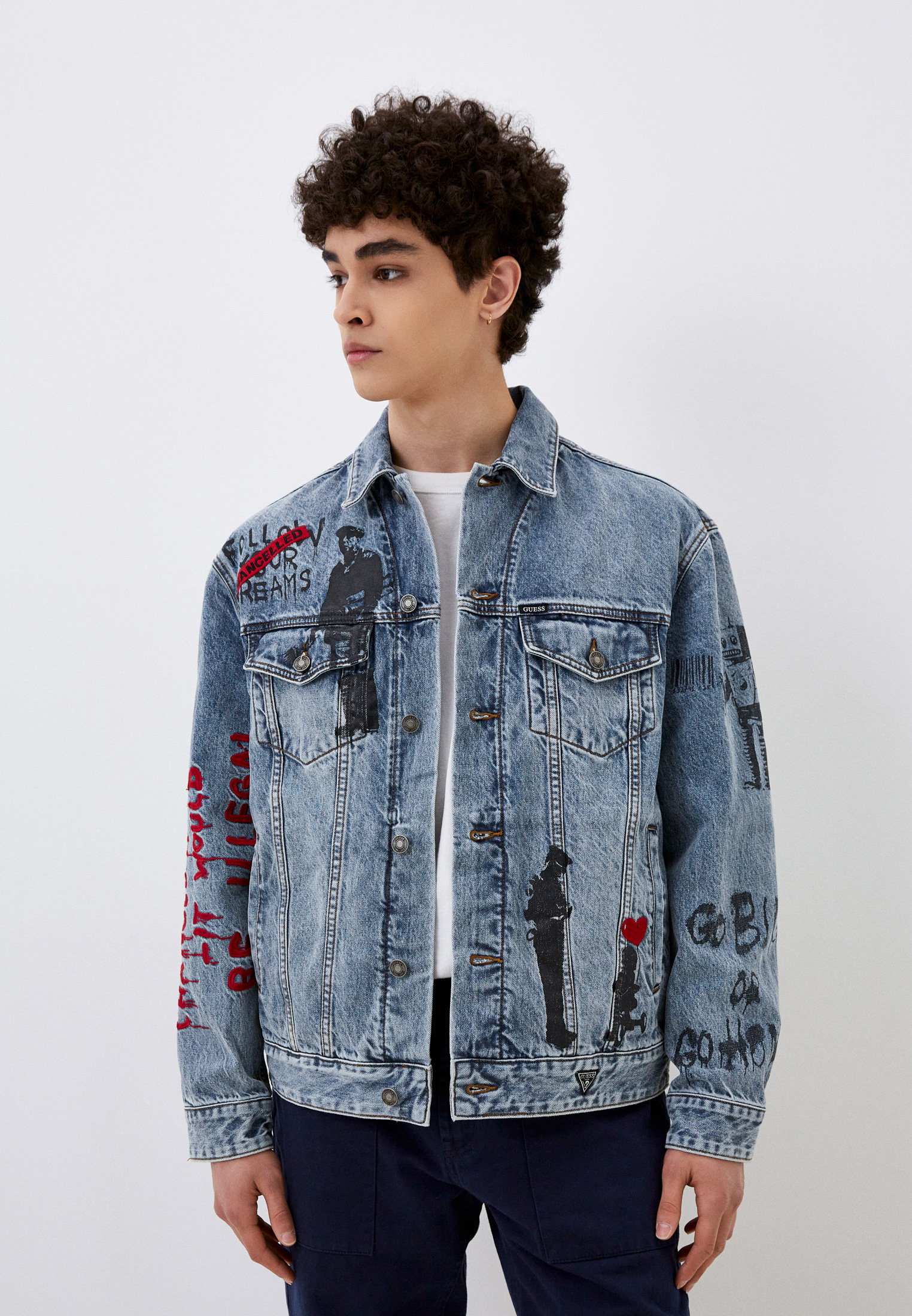 Куртка джинсовая Guess Capsule_Banksy, цвет: голубой, RTLACQ142401 ...