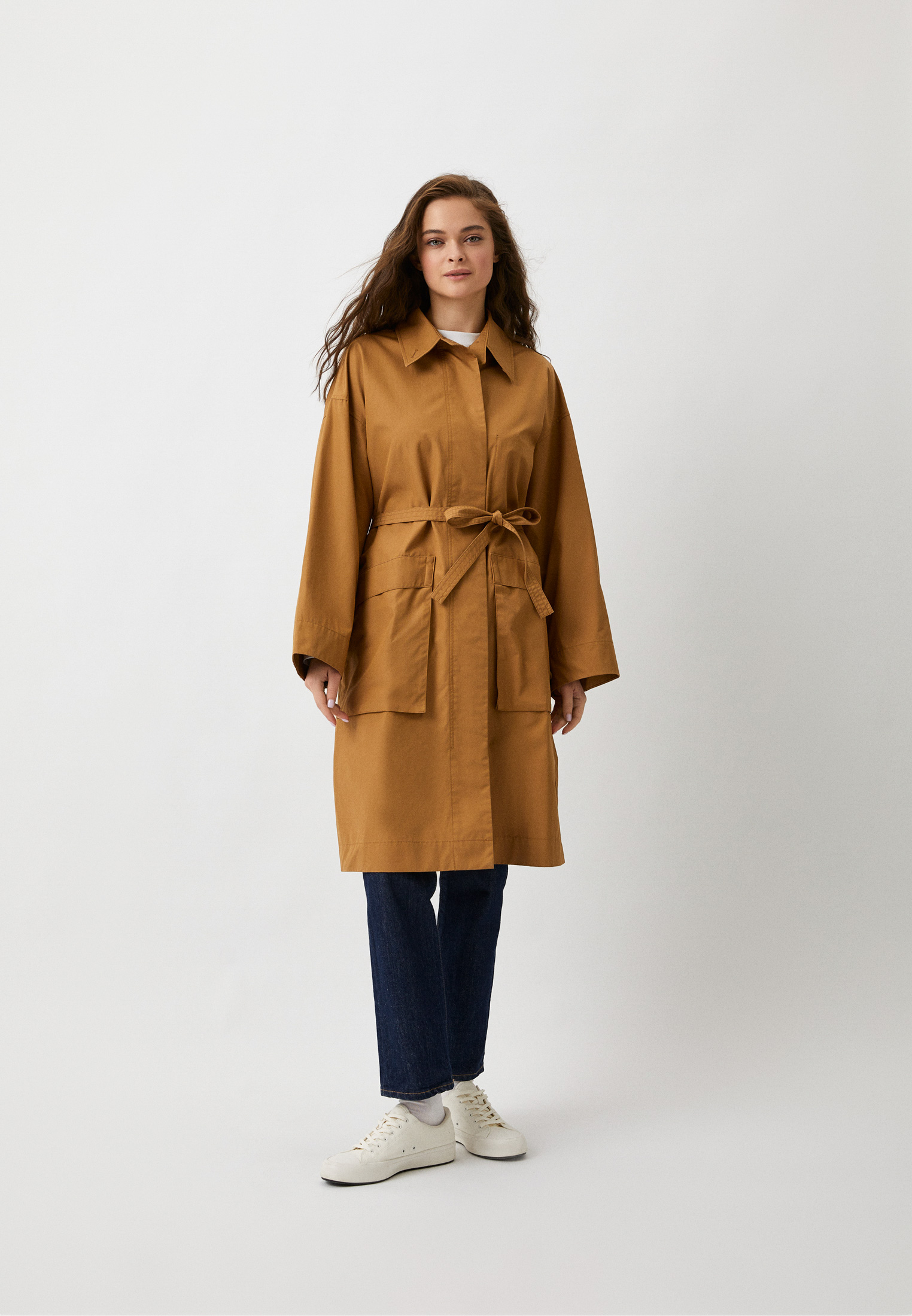 Плащ UNIQLO из хлопка Uniqlo U, цвет: коричневый, RTLACQ376601 — купить ...