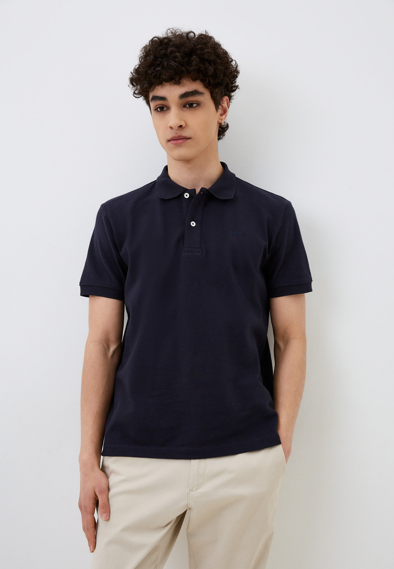 Поло Geox, цвет: синий, RTLACR079801 — купить в интернет-магазине Lamoda