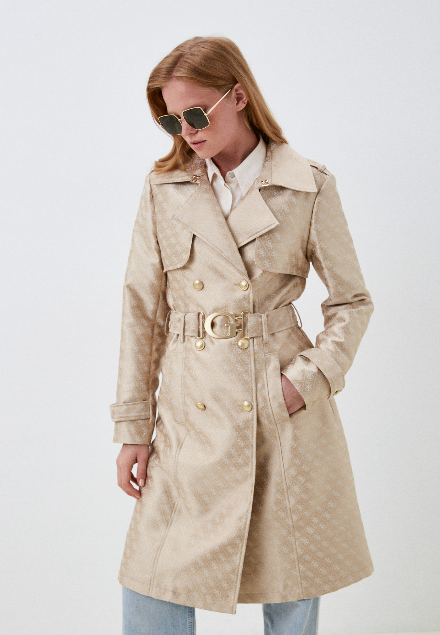 Плащ Guess, цвет: бежевый, RTLACR341201 — купить в интернет-магазине Lamoda