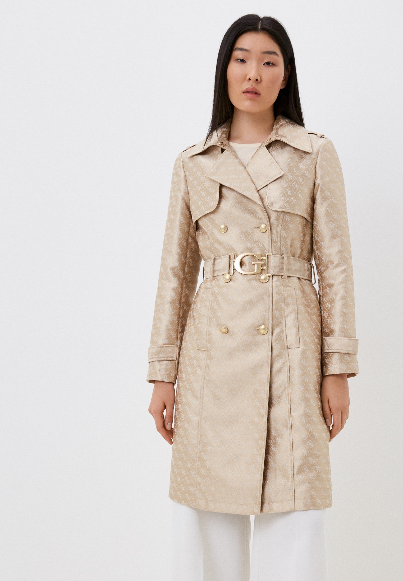 Плащ Guess, цвет: бежевый, RTLACR341202 — купить в интернет-магазине Lamoda