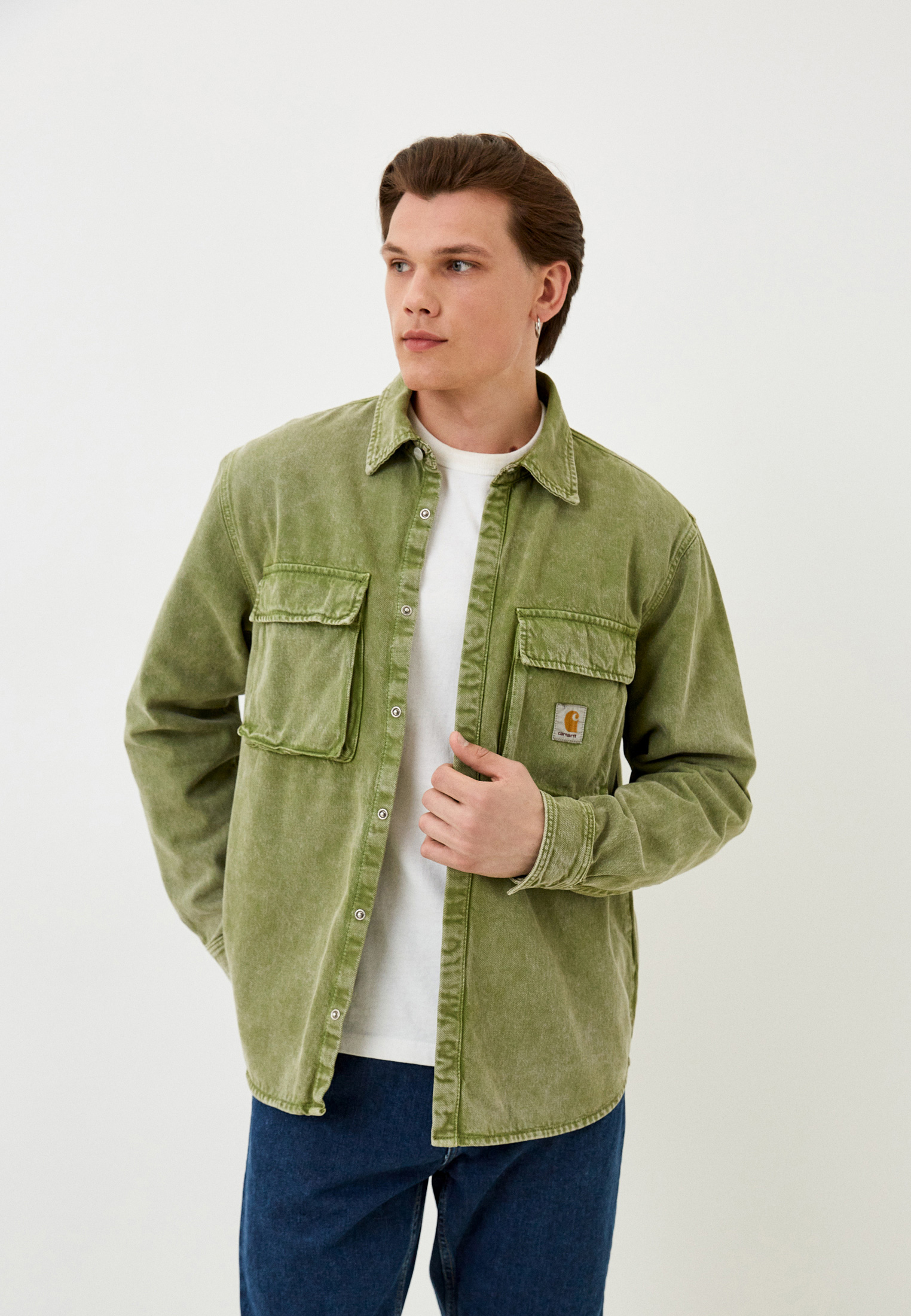 Куртка джинсовая Carhartt WIP, цвет: хаки, RTLACR693001 — купить в ...