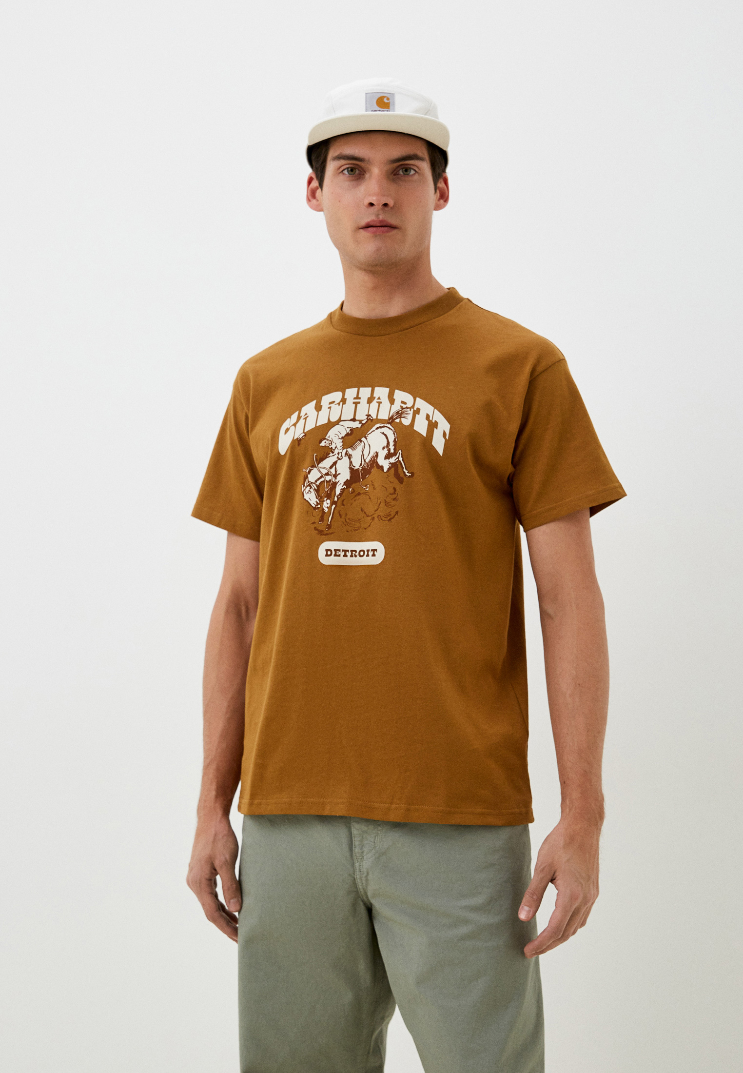 Футболка Carhartt WIP, цвет: коричневый, RTLACR697501 — купить в ...