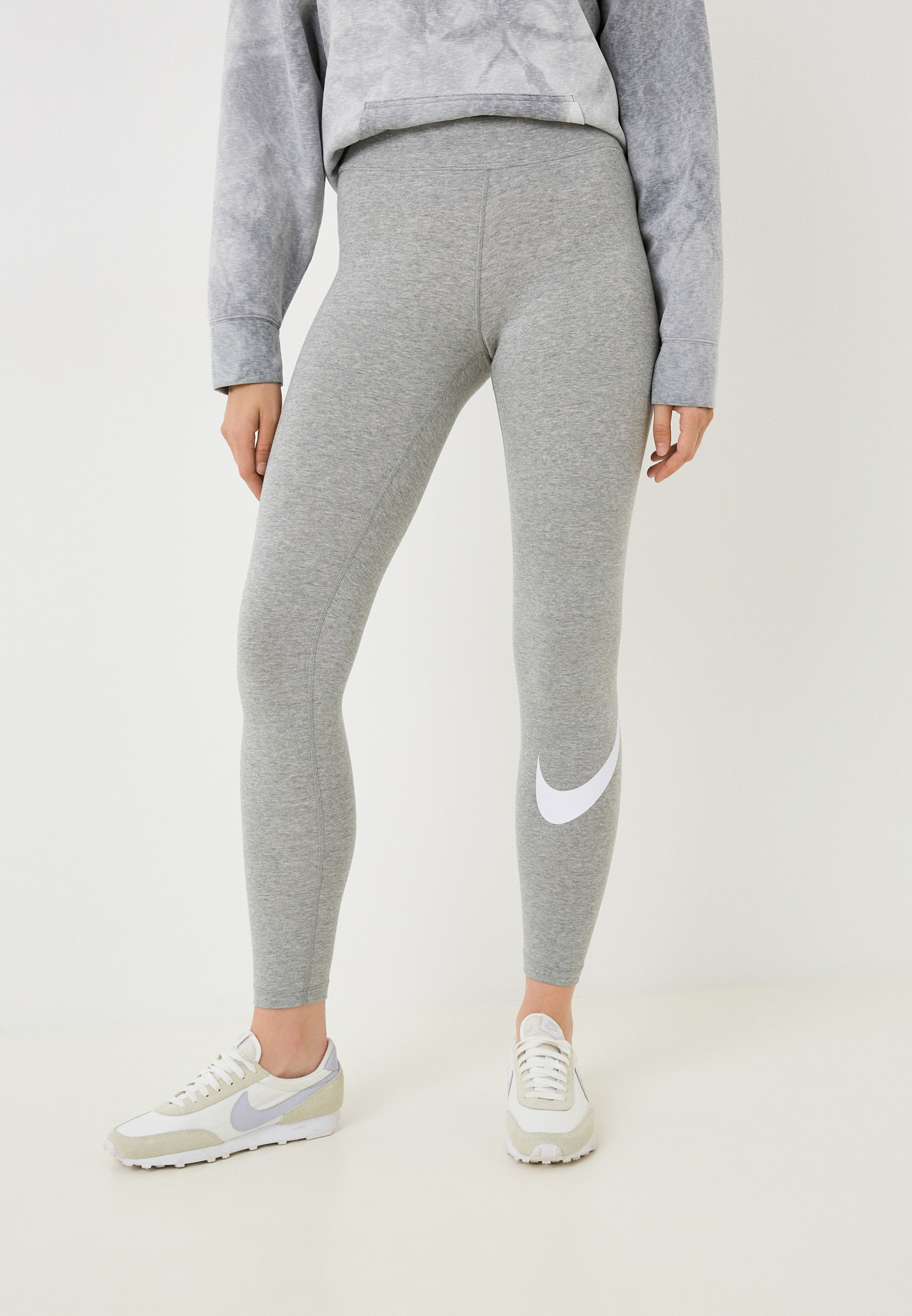 Леггинсы Nike Nsw essntl gx mr lggng swsh, цвет: серый, MP002XW0OG39 ...